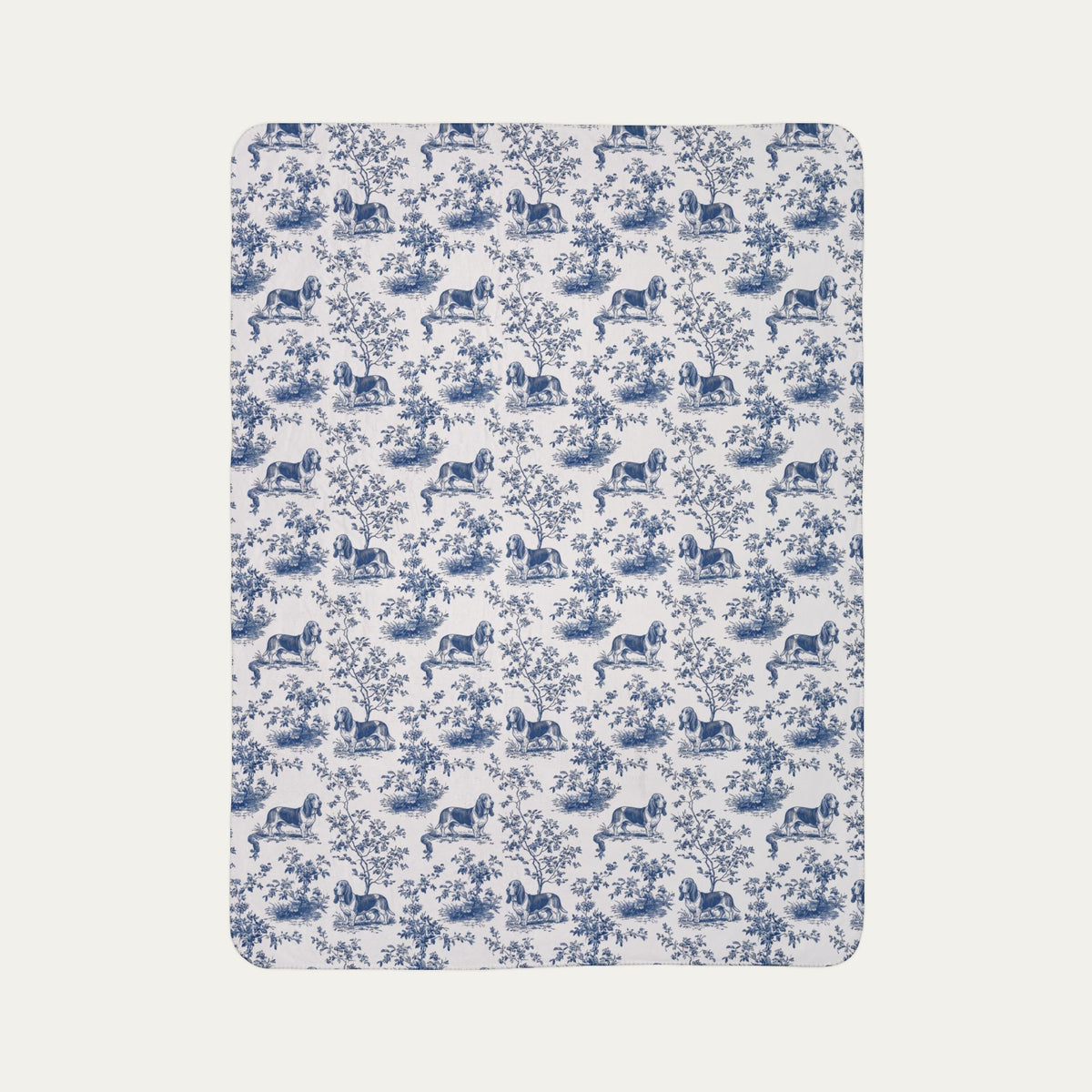 Basset Hound Toile De Jouy Fleece Blanket
