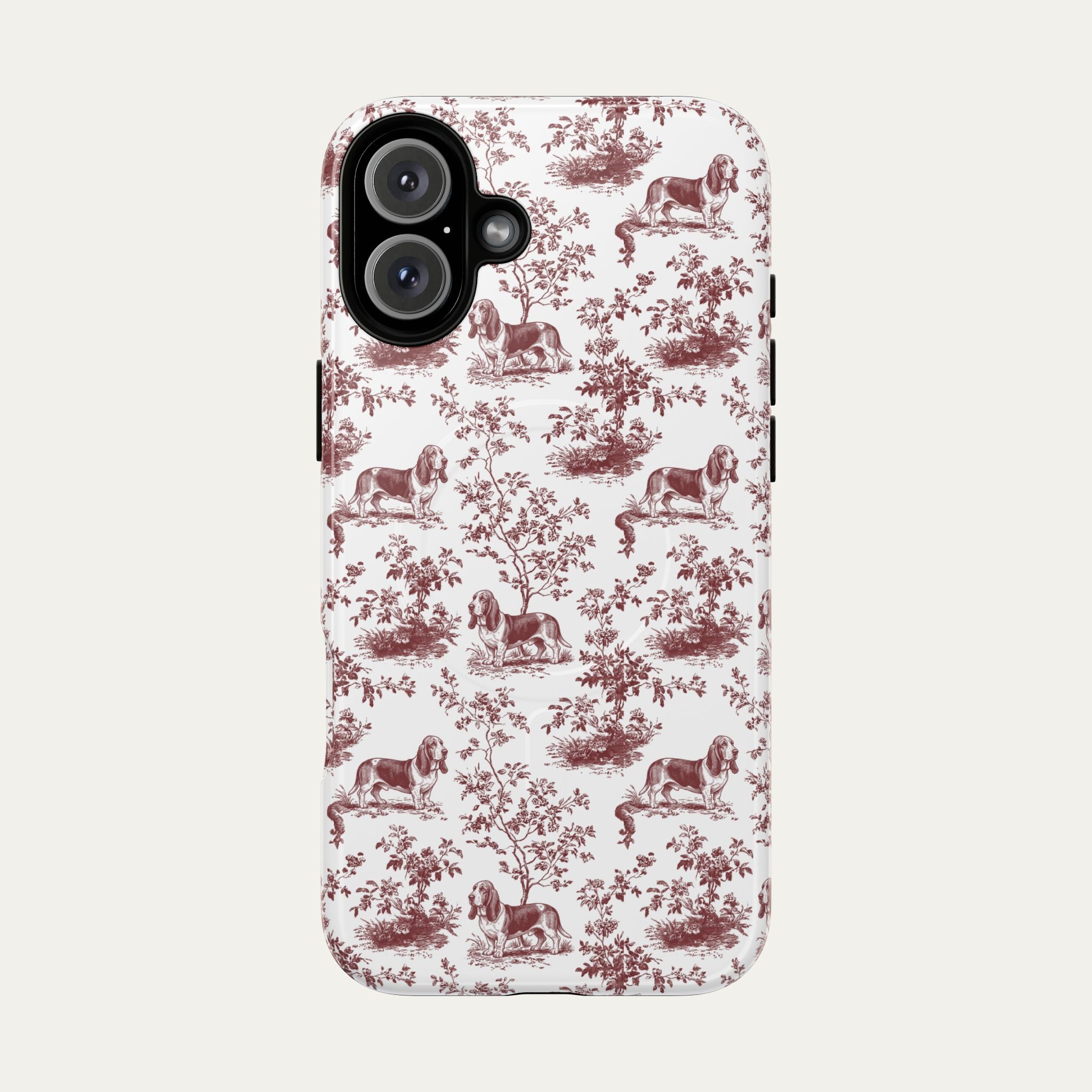 Basset Hound Burgundy Toile phone Case