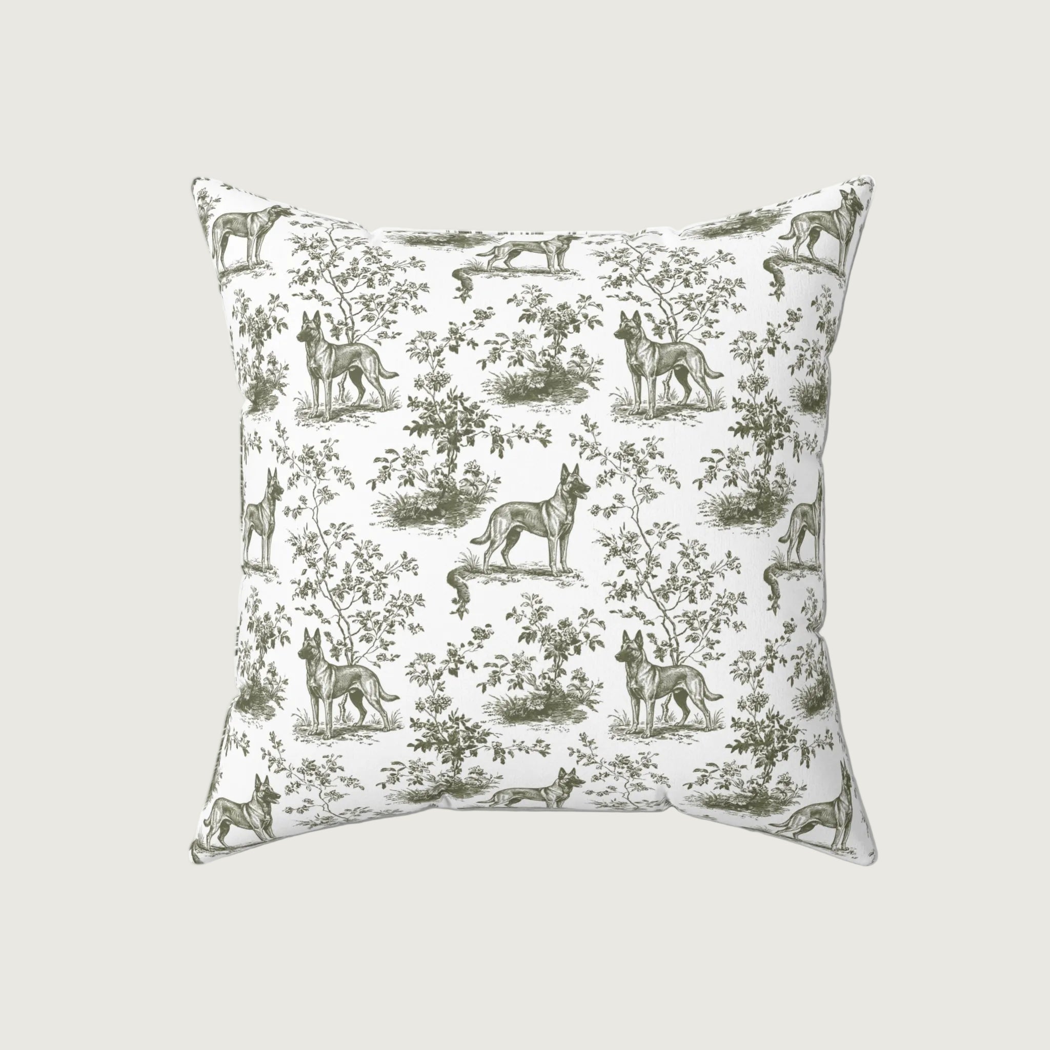 Dog Sage Green French Toile Pillow