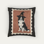 Border Collie Halloween Woven Pillow