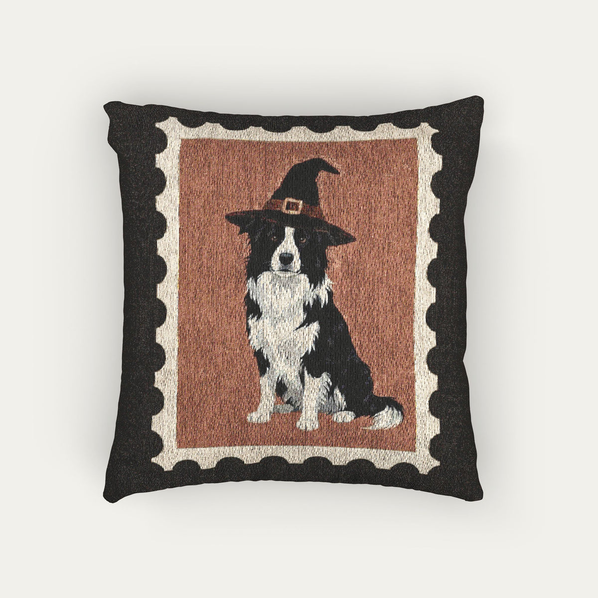 Border Collie Halloween Woven Pillow