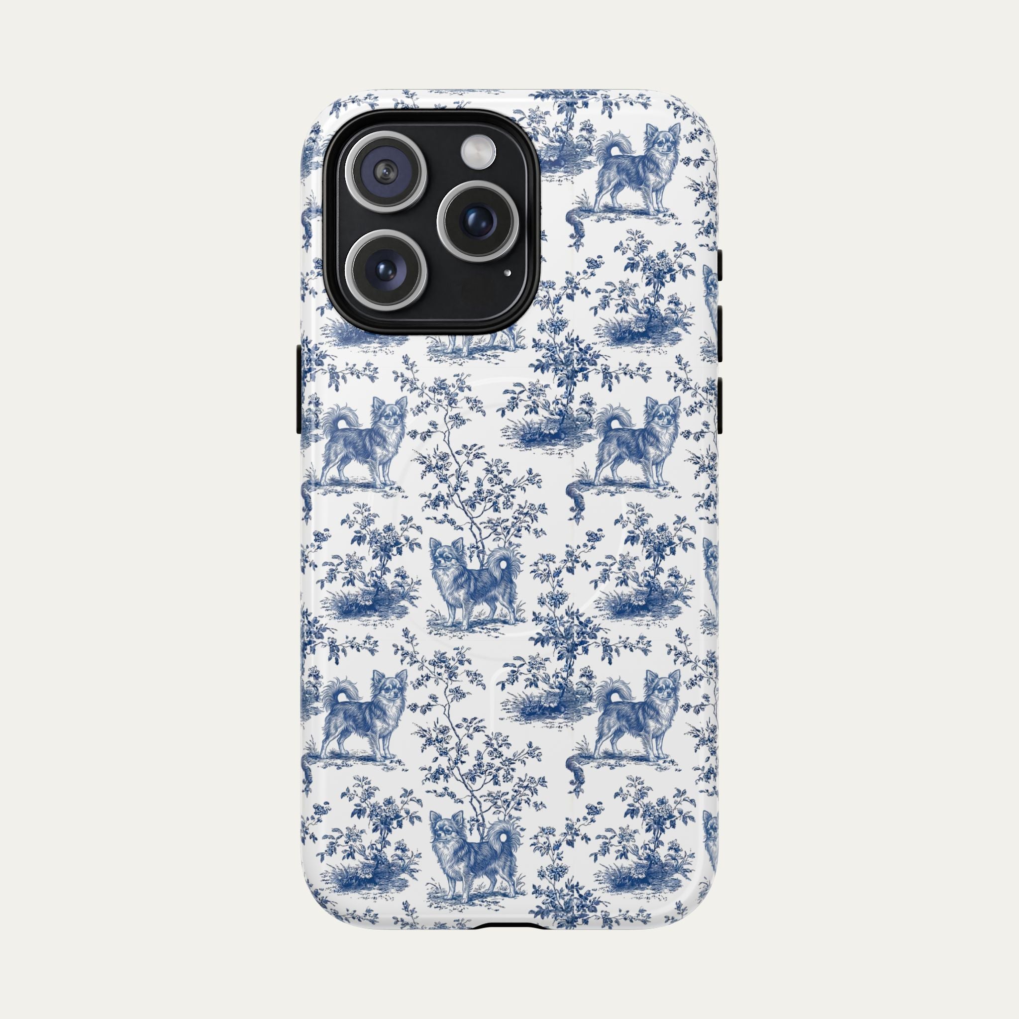Chihuahua Longhaired Blue Toile Phone case