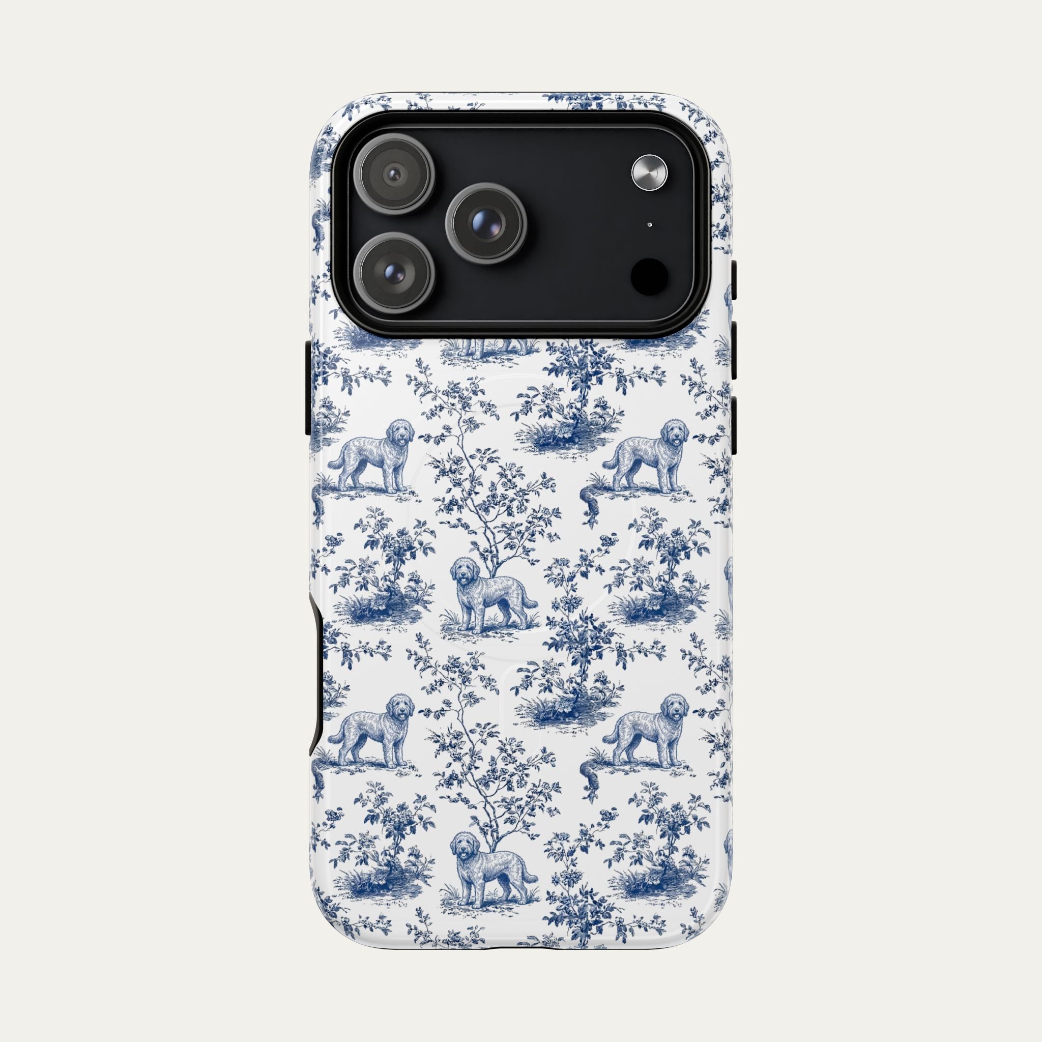 Goldendoodle Blue Toile Phone case