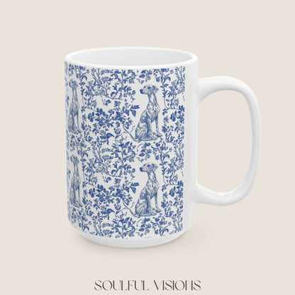 Whippet French Blue Toile De Jouy Mug
