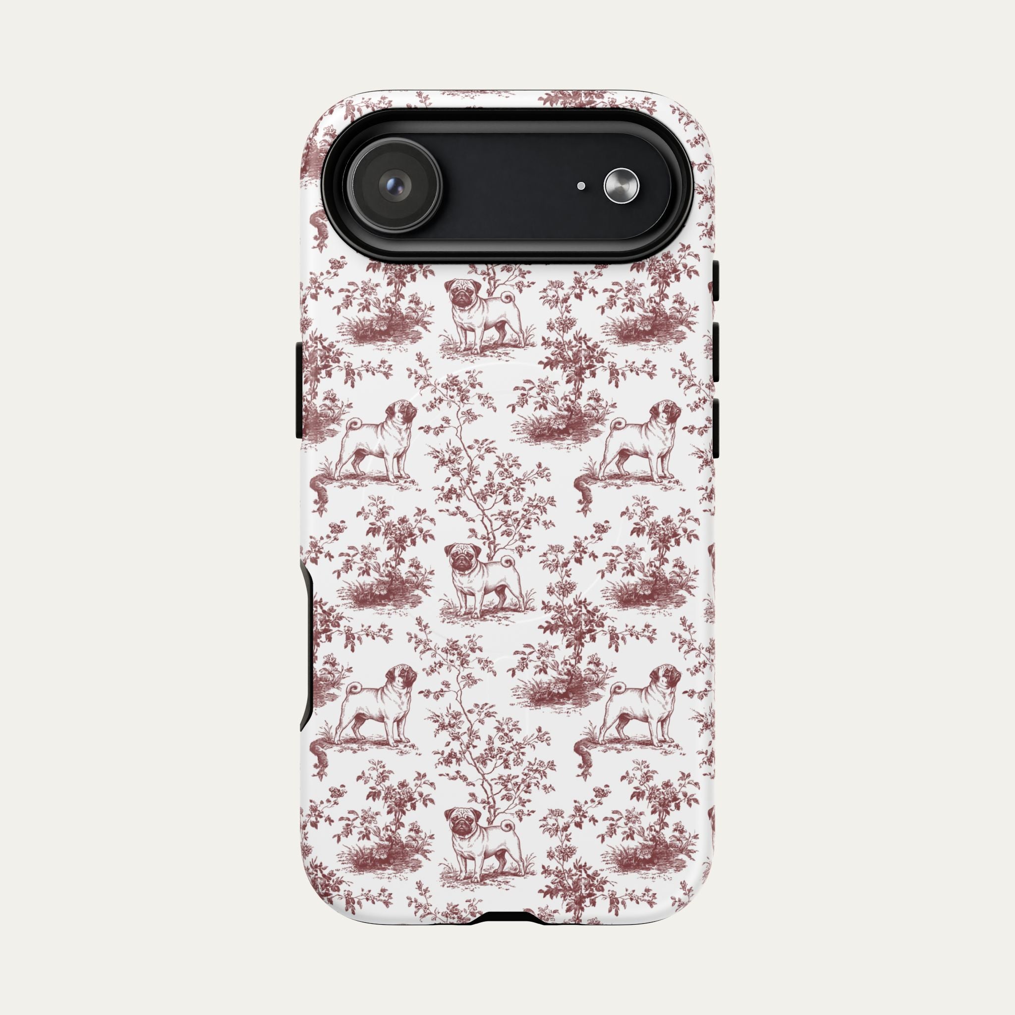 Pug Burgundy Toile phone Case