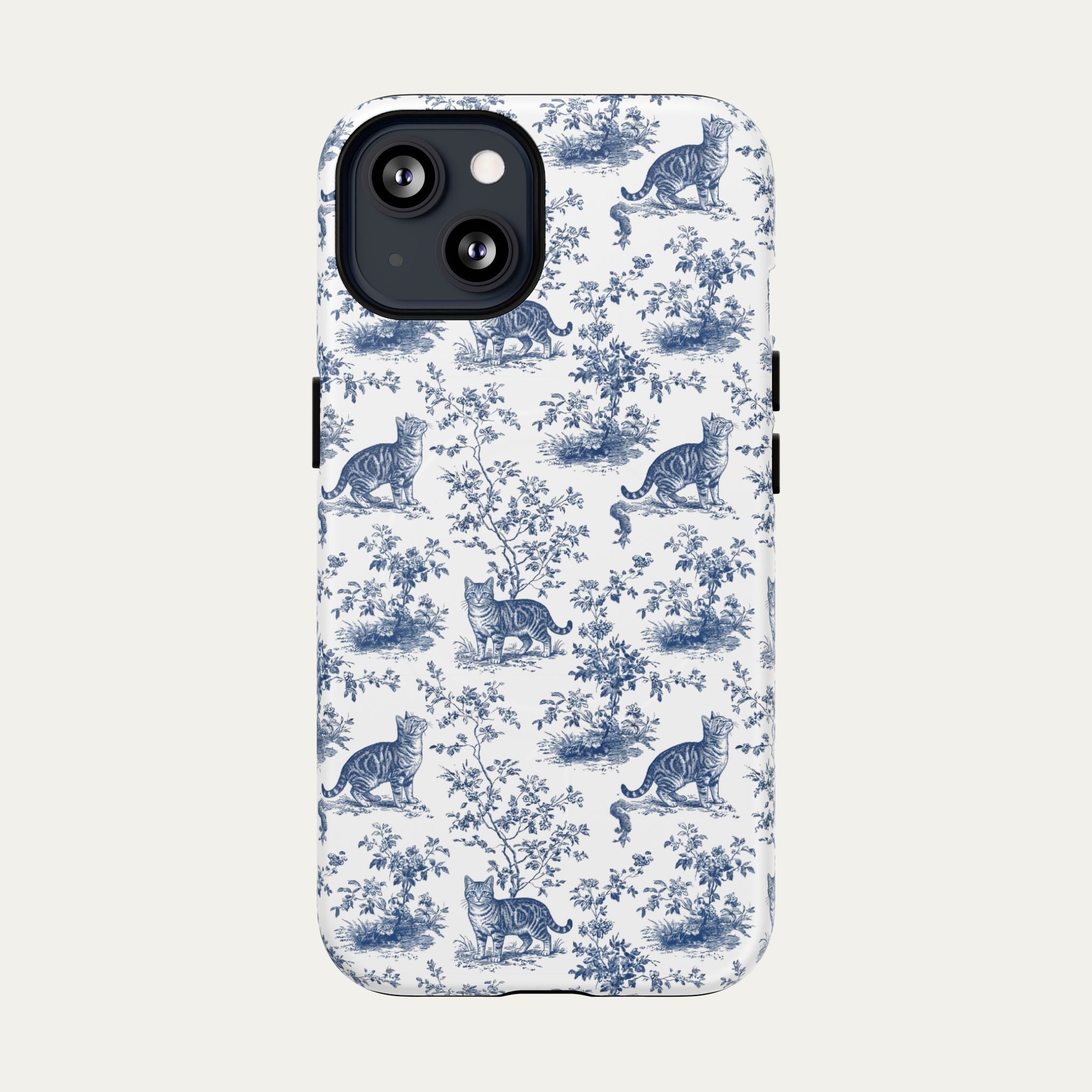 Tabby Cat Blue Toile Phone case