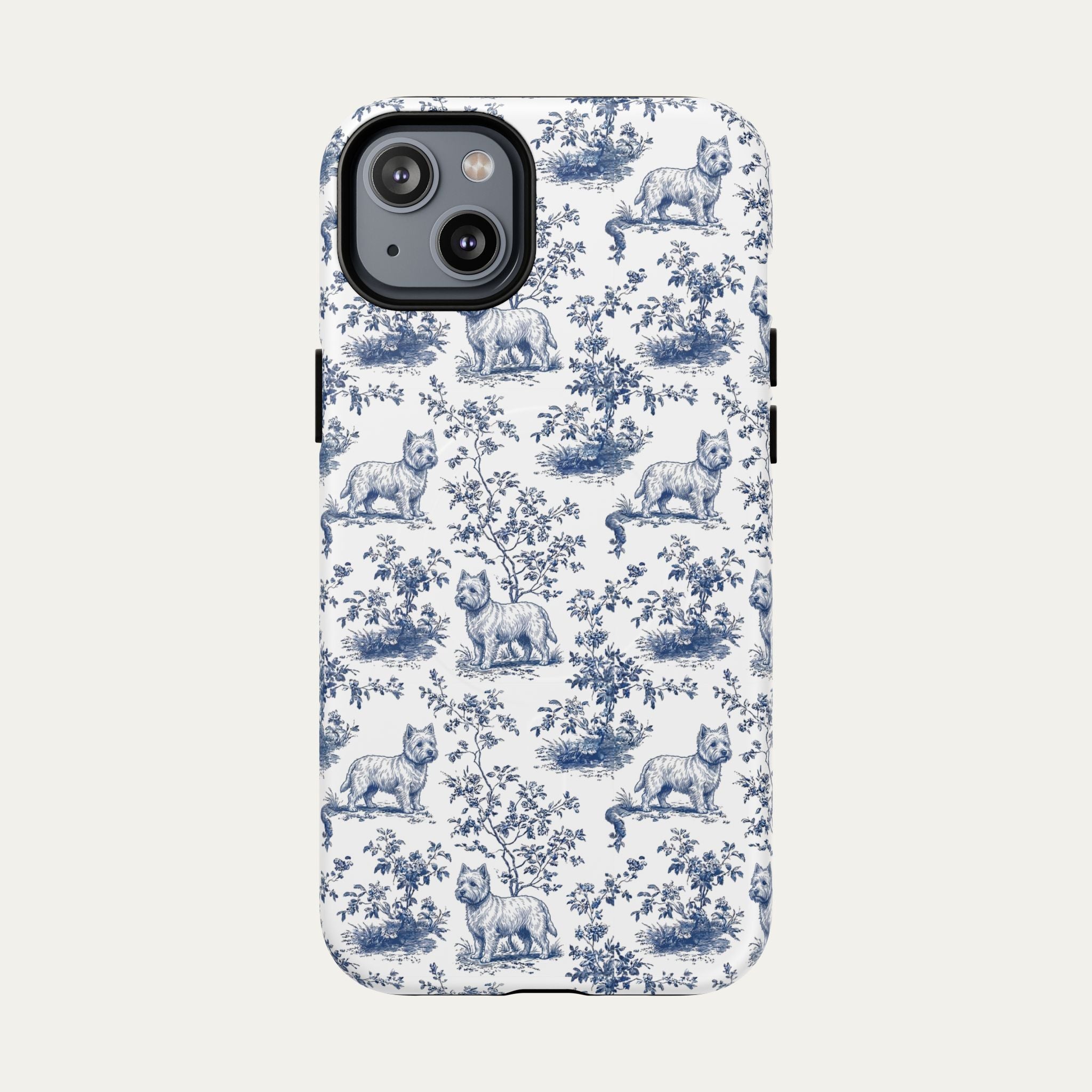 Westie Blue Toile Phone case