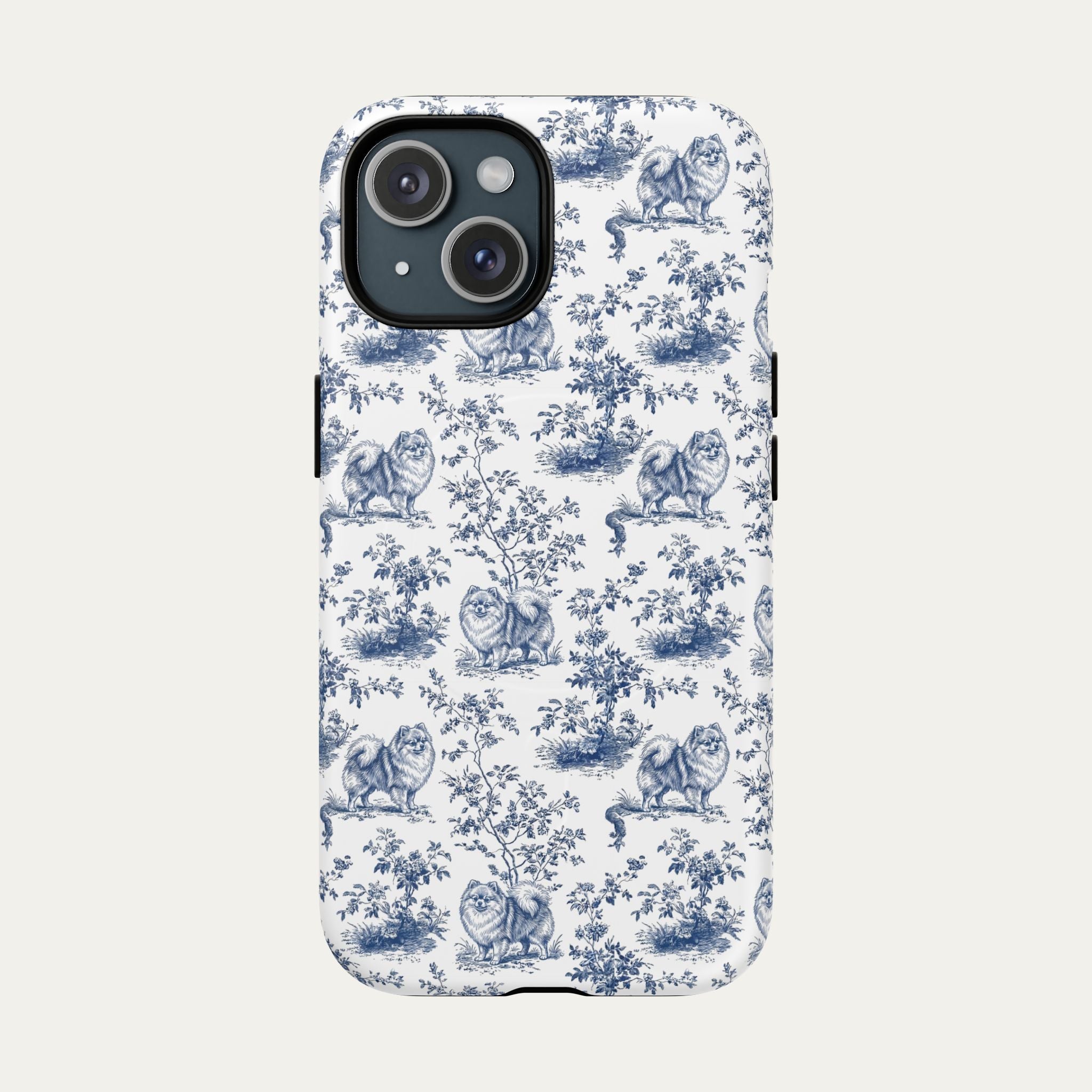 Pomeranian Blue Toile Phone case