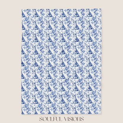 Corgi 2 French Toile De Jouy Blanket