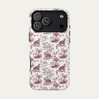Tabby Cat Burgundy Toile phone Case