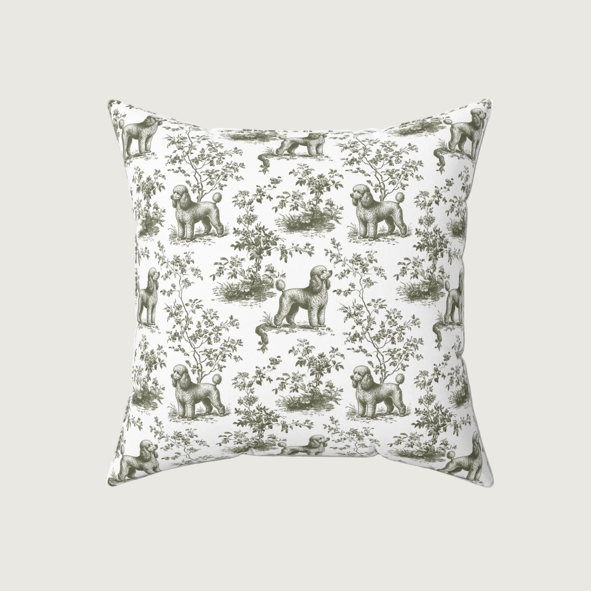 Dog Sage Green French Toile Pillow