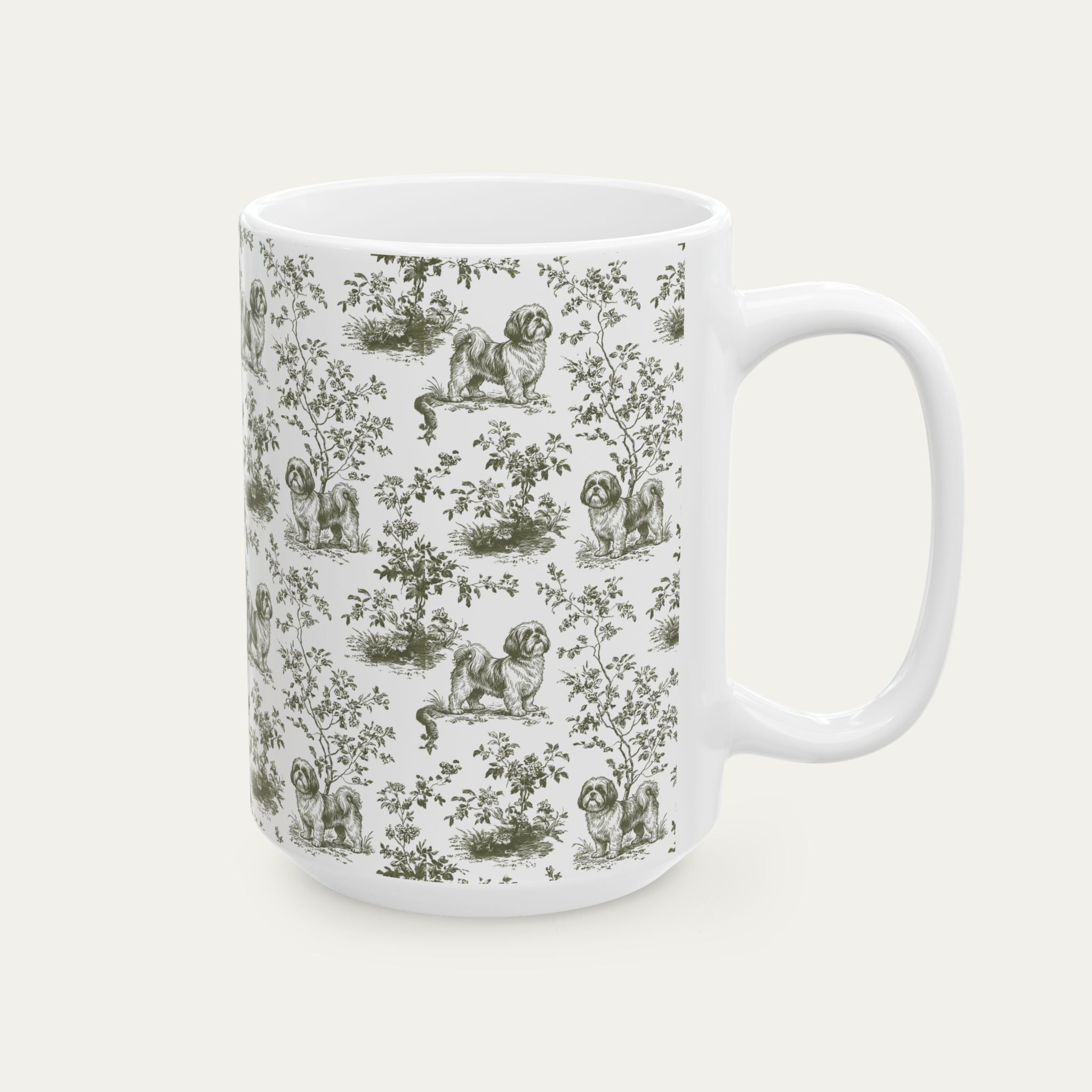 Shih Tzu Sage Green Toile Mug