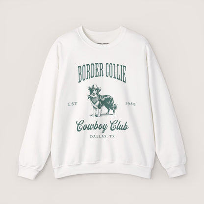 border collie Cowboy Club Sweatshirt - ash with green design
