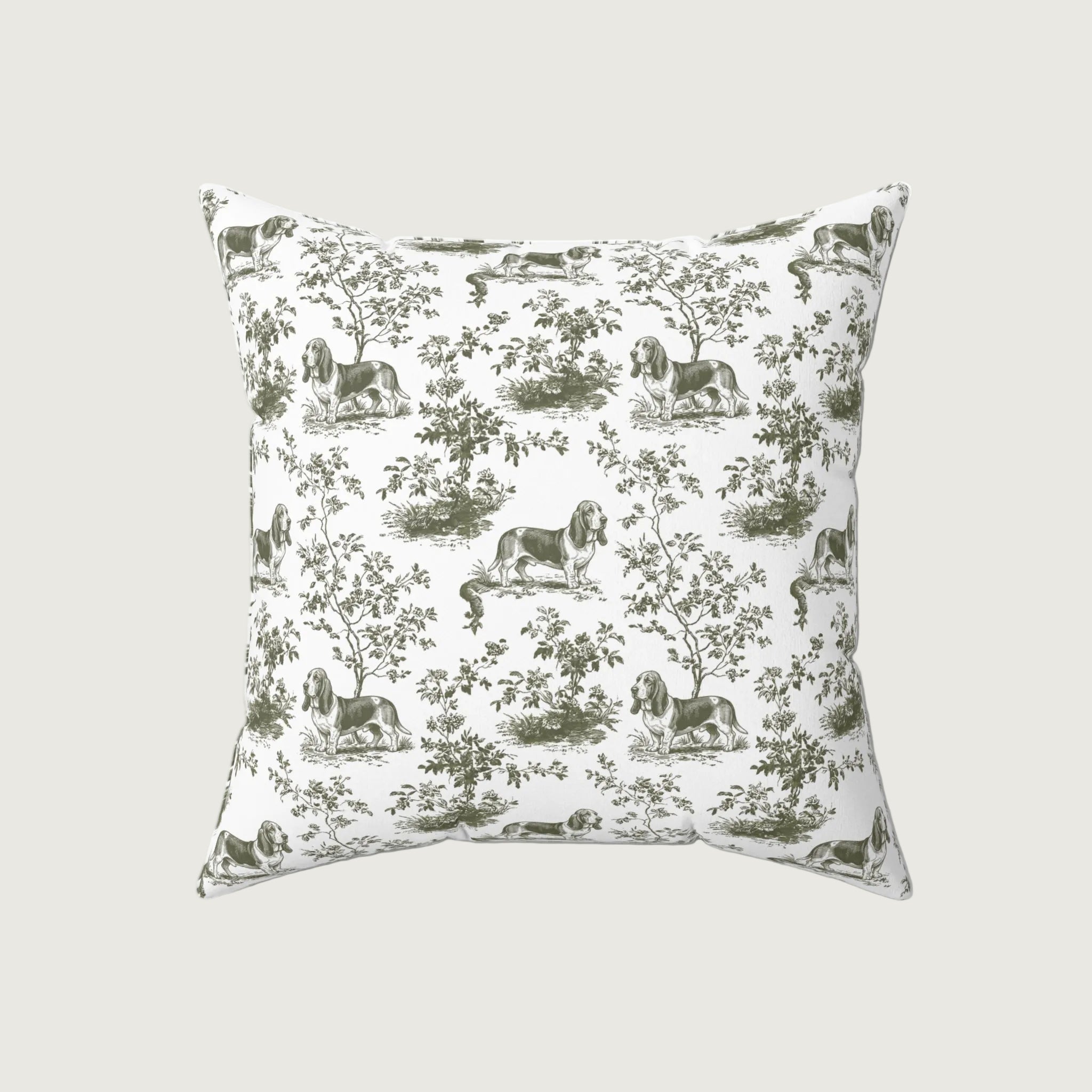 Dog Sage Green French Toile Pillow