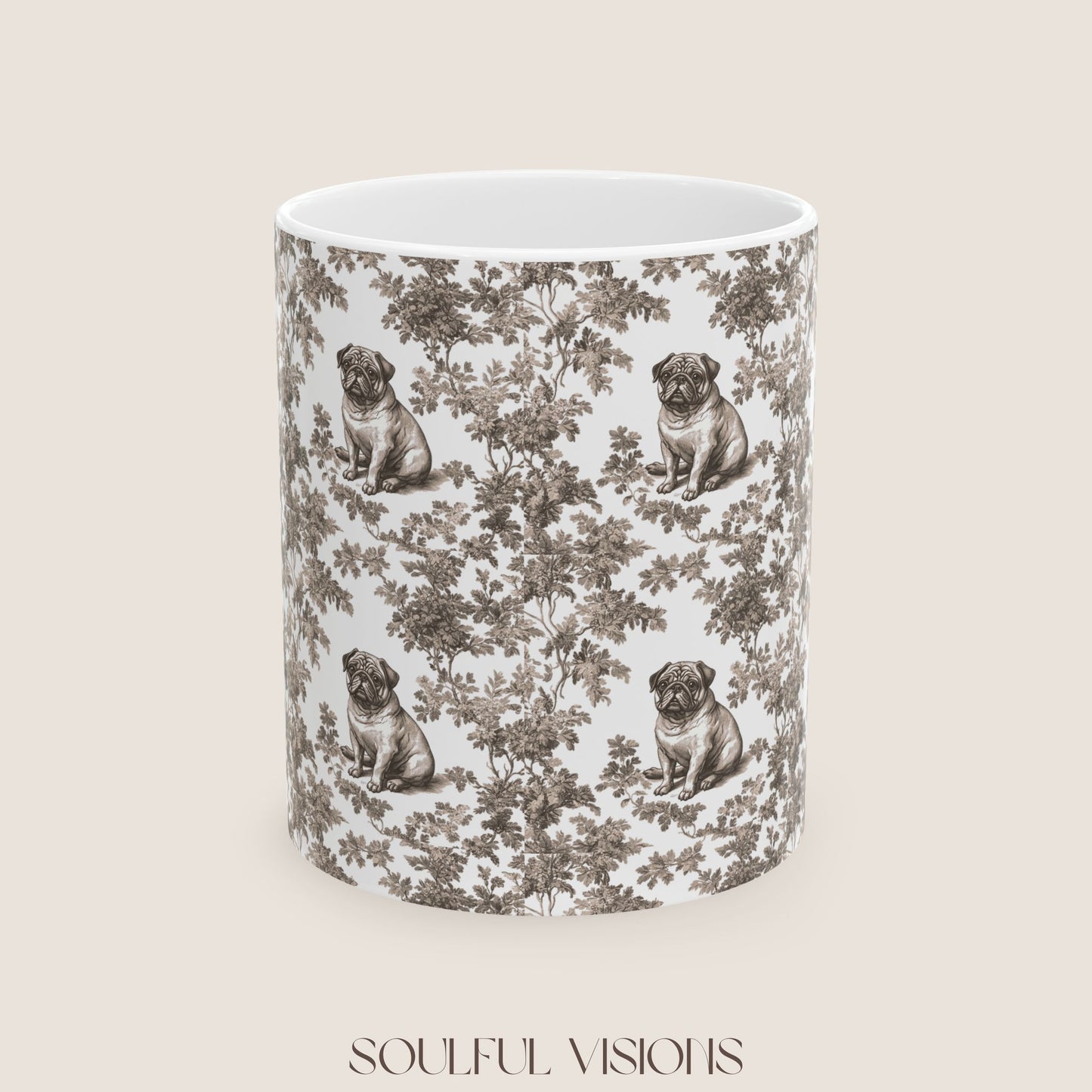 Pug Toile De Jouy Mug