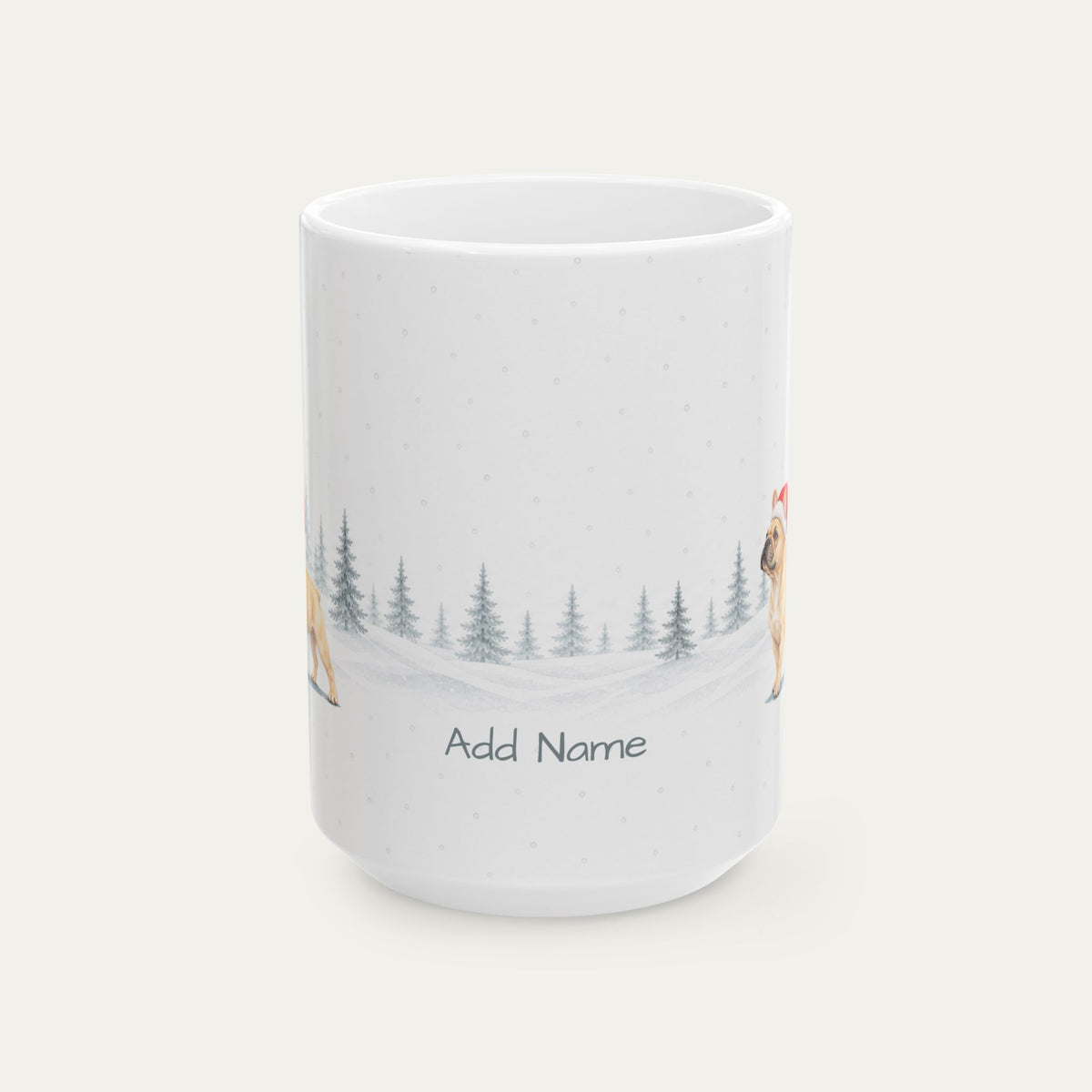 Custom French Bulldog Cream  Christmas Santa Hat Mug