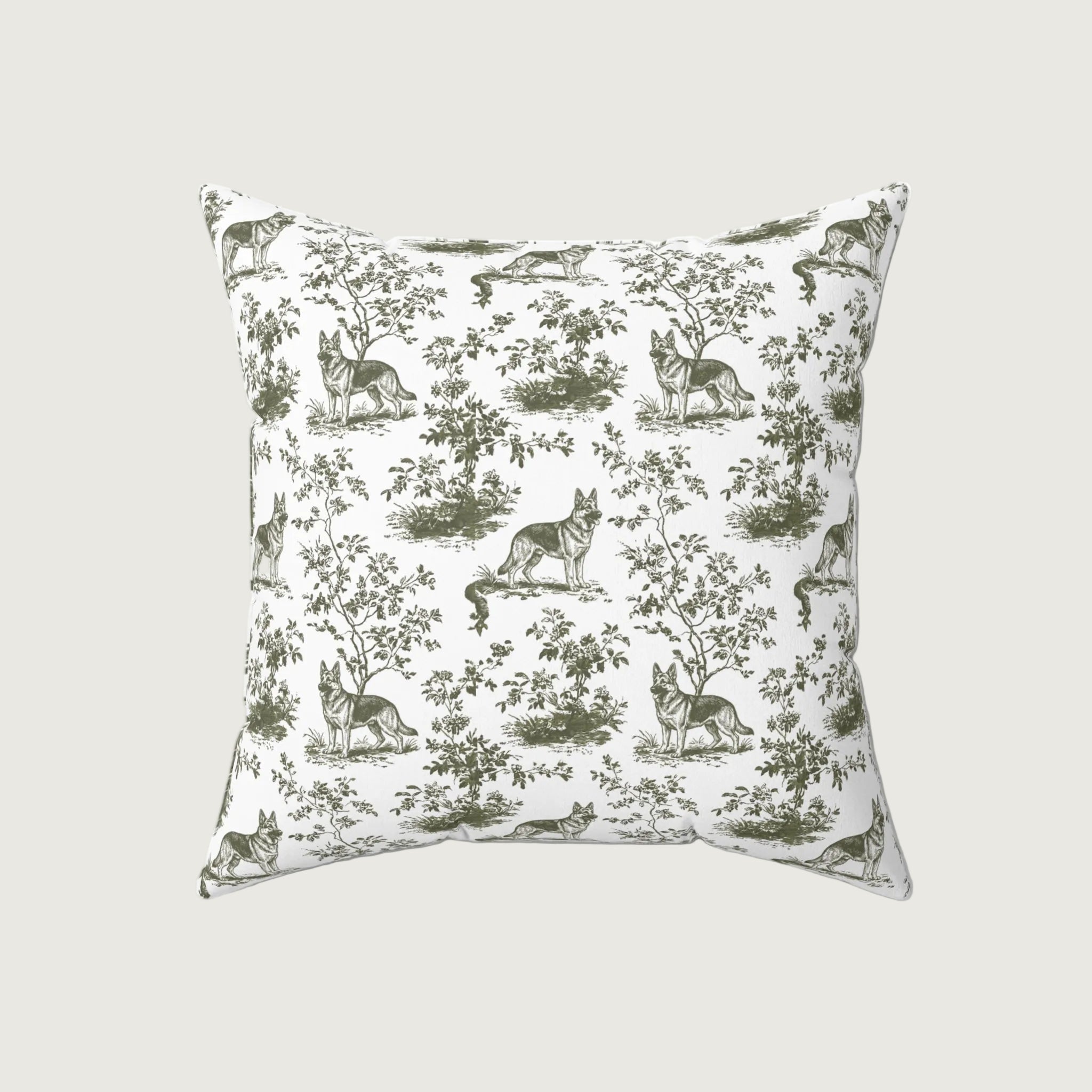 Dog Sage Green French Toile Pillow