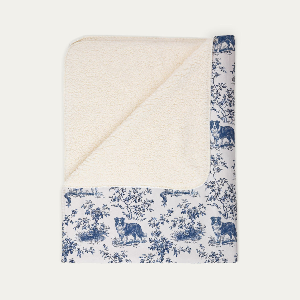 Border Collie  Toile De Jouy Fleece Blanket