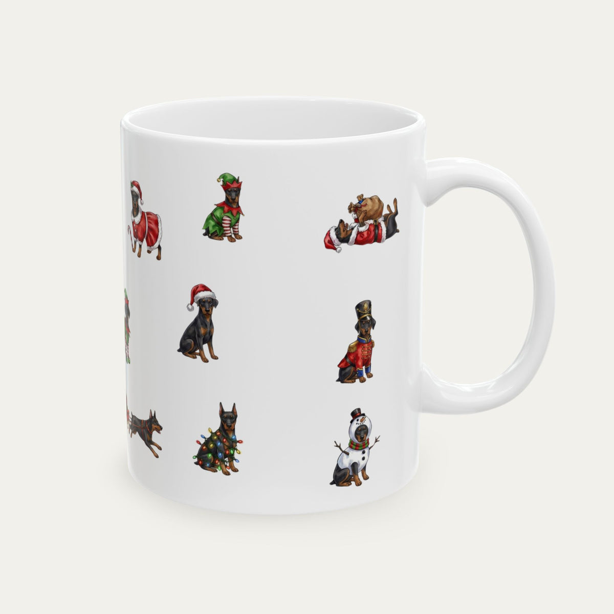 Doberman Black and Tan Christmas Mug