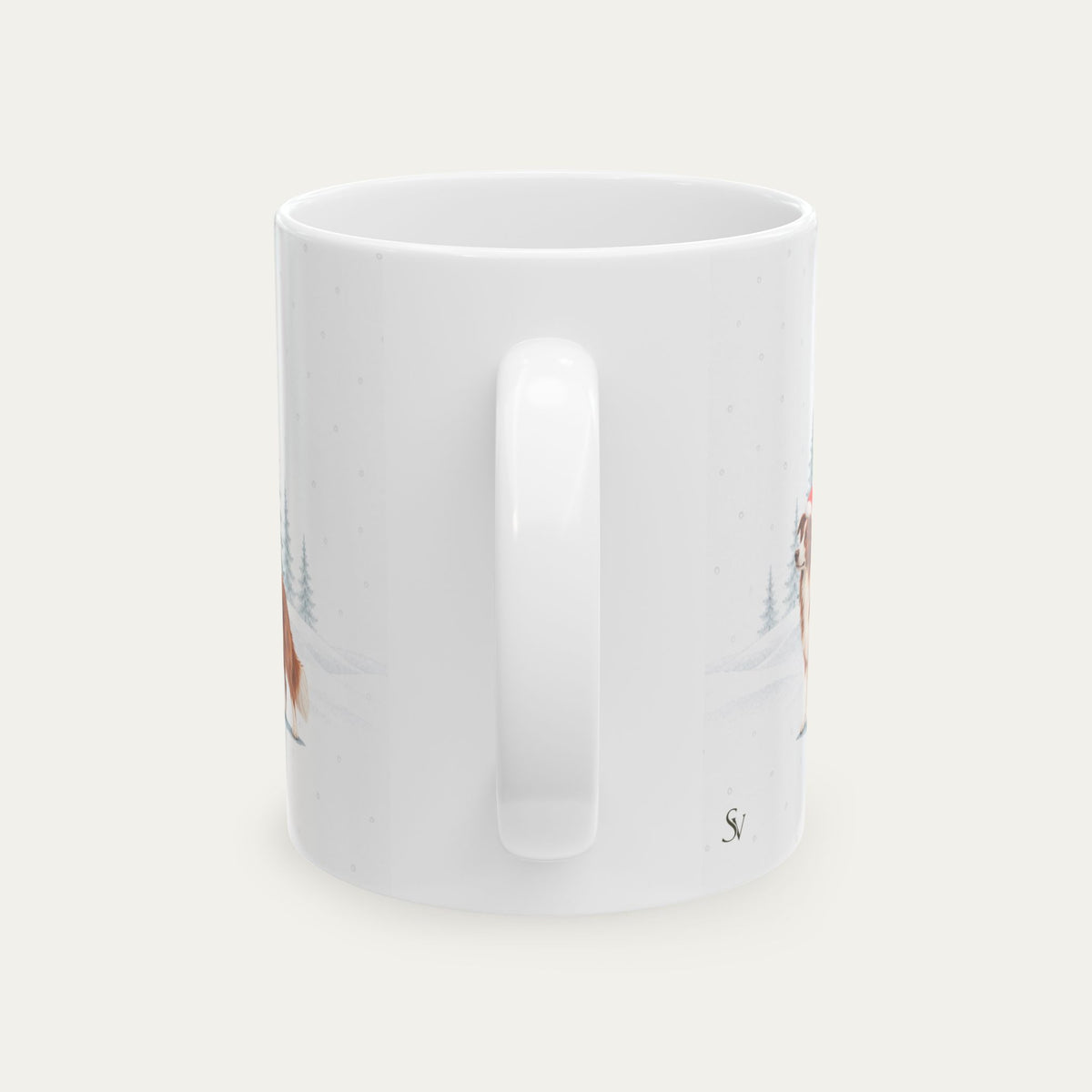 Custom Border Collie Red and White  Christmas Santa Hat Mug