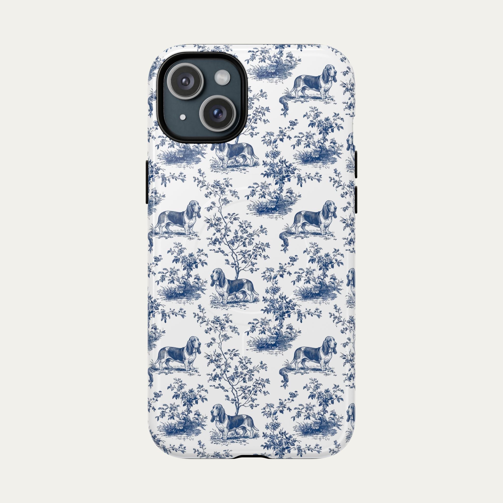 Basset Hound Blue Toile Phone case