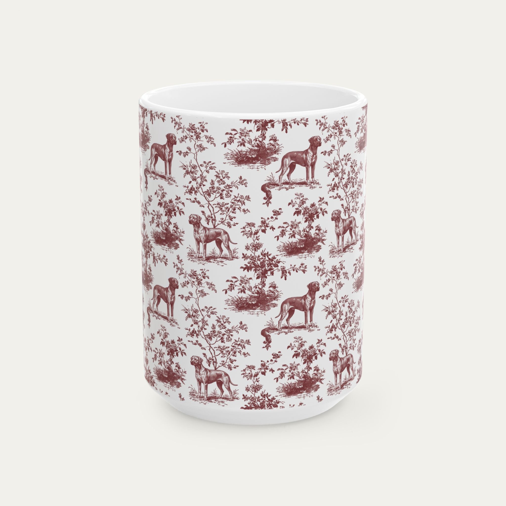 Rhodesian Ridgeback Burgundy Toile Mug