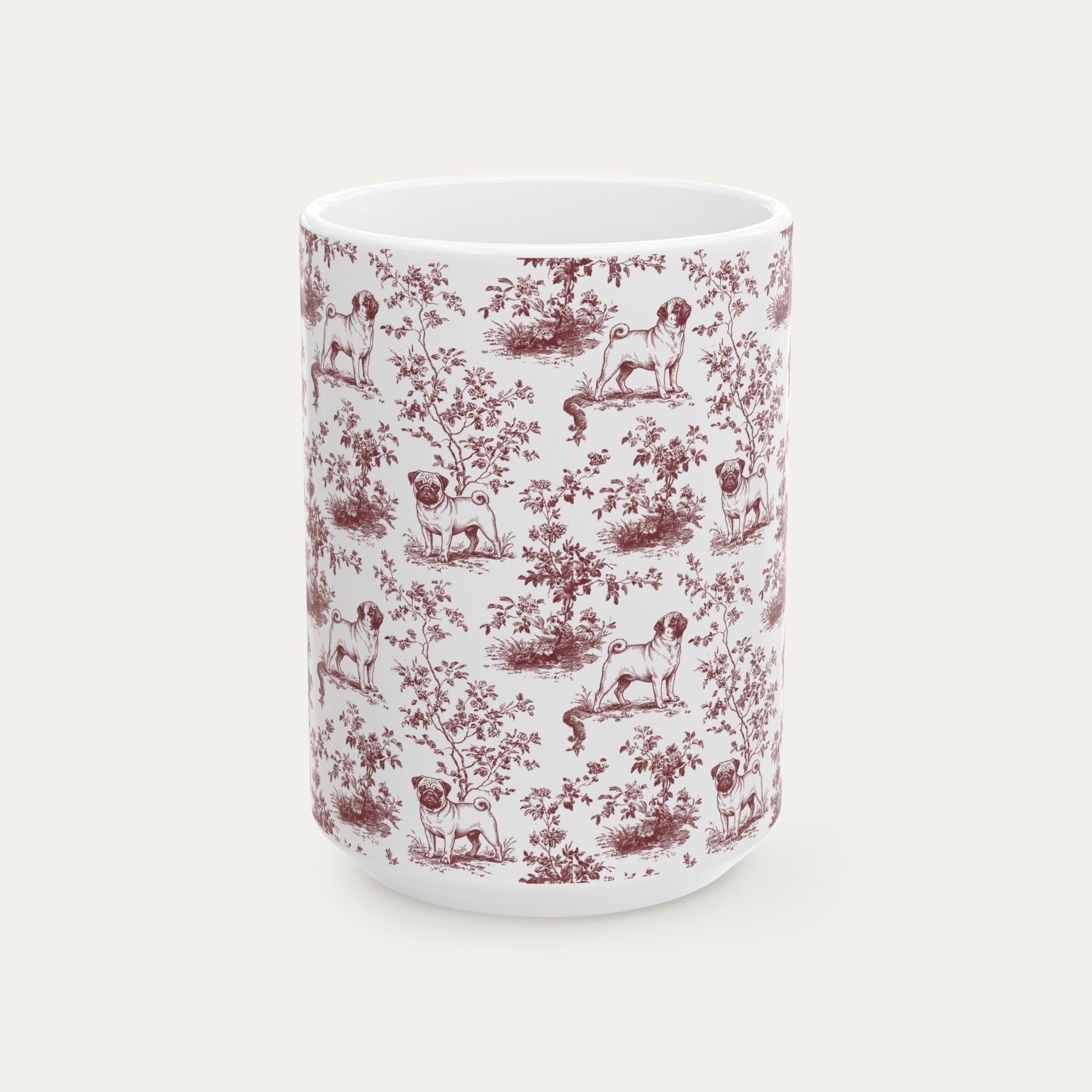 Pug Burgundy Toile Mug