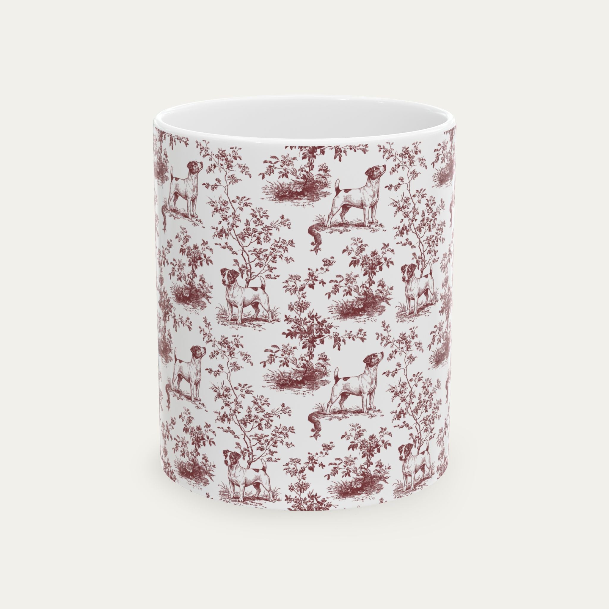 Jack Russell Terrier Burgundy Toile Mug