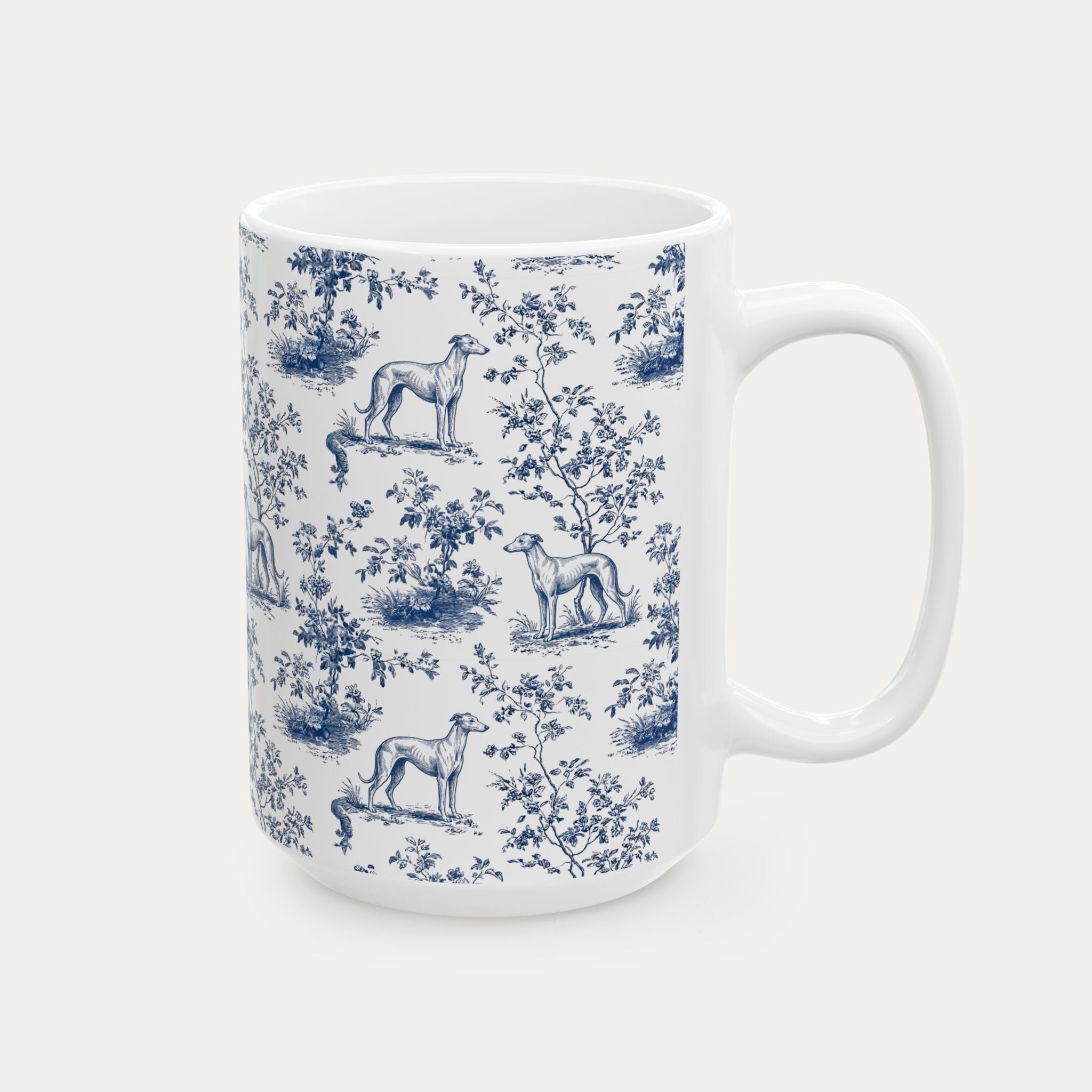 Greyhound Blue Toile Mug