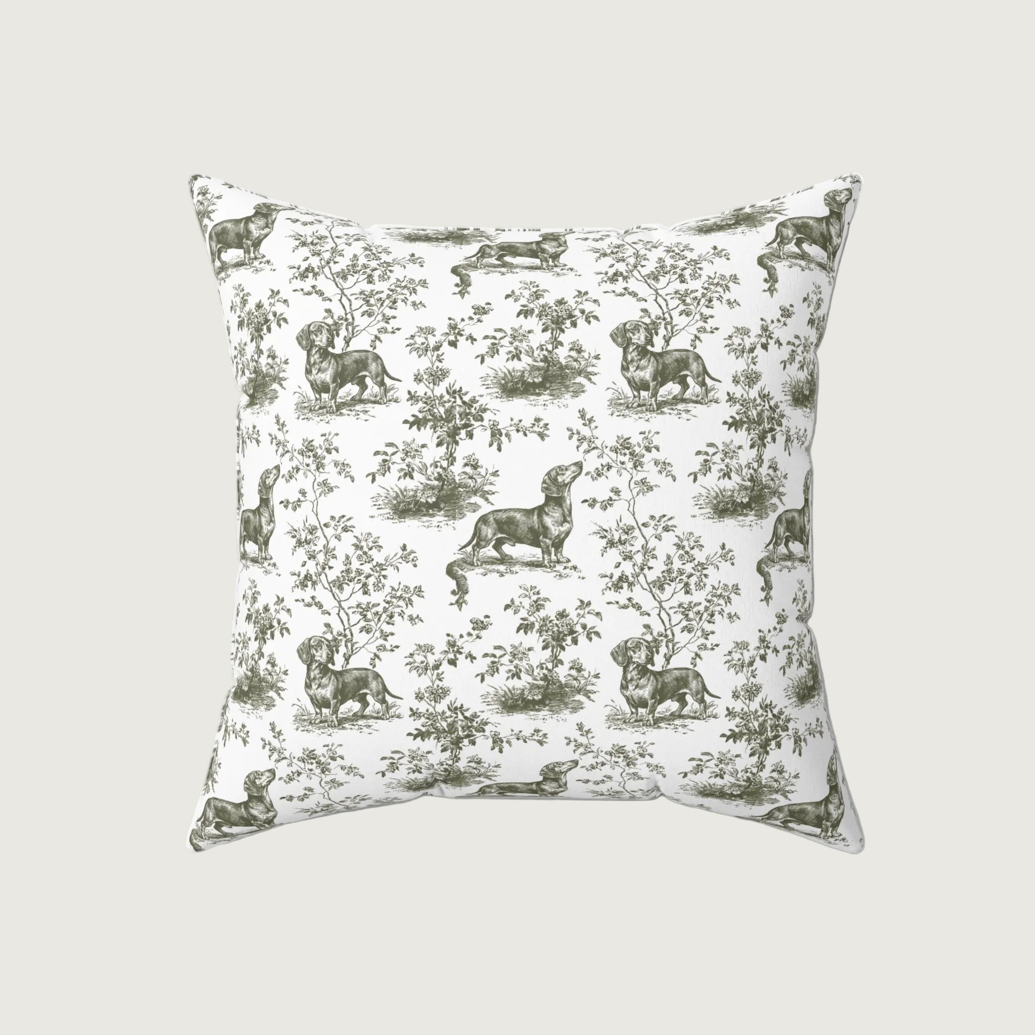 Dog Sage Green French Toile Pillow