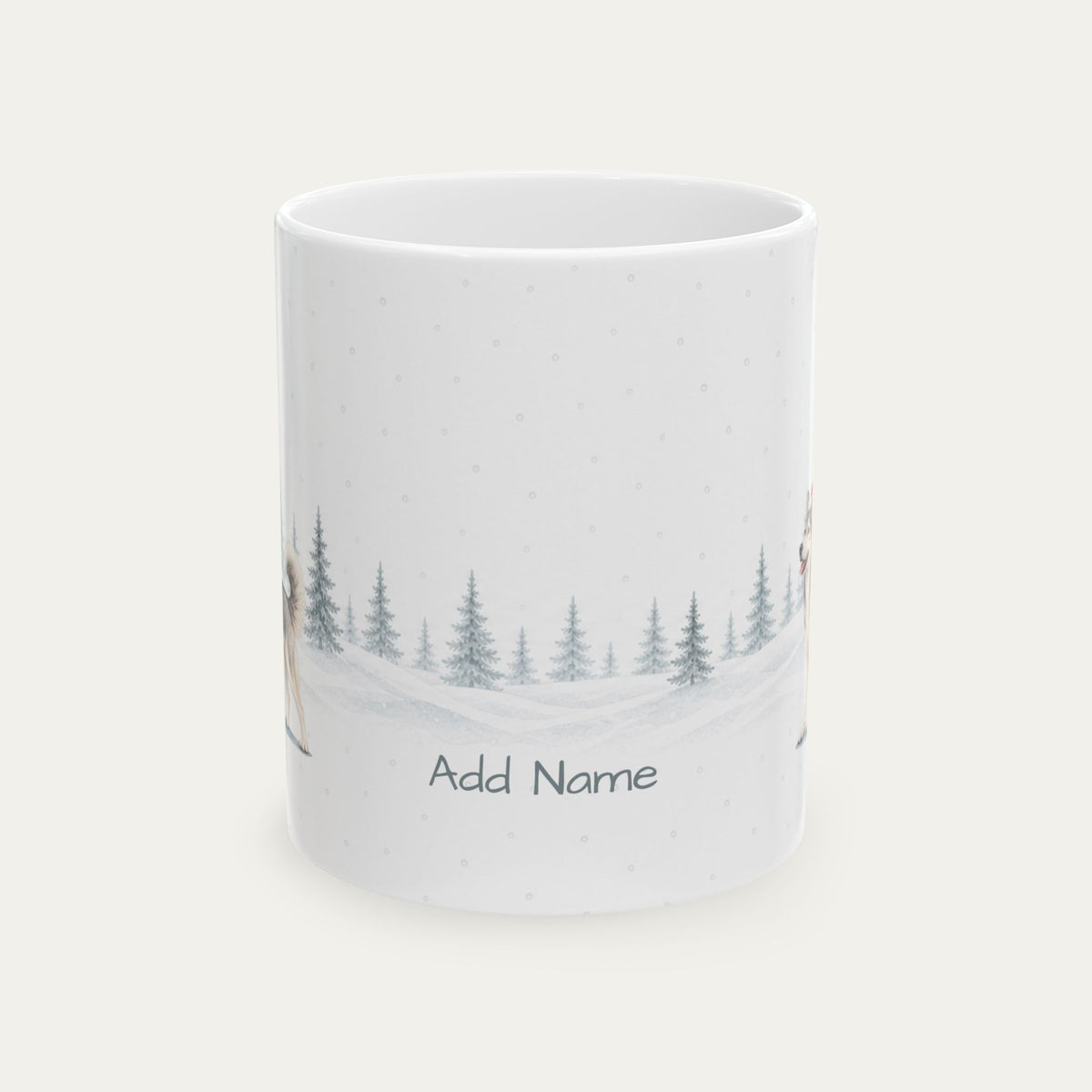 Custom Siberian Husky Gray and White Christmas Santa Hat Mug