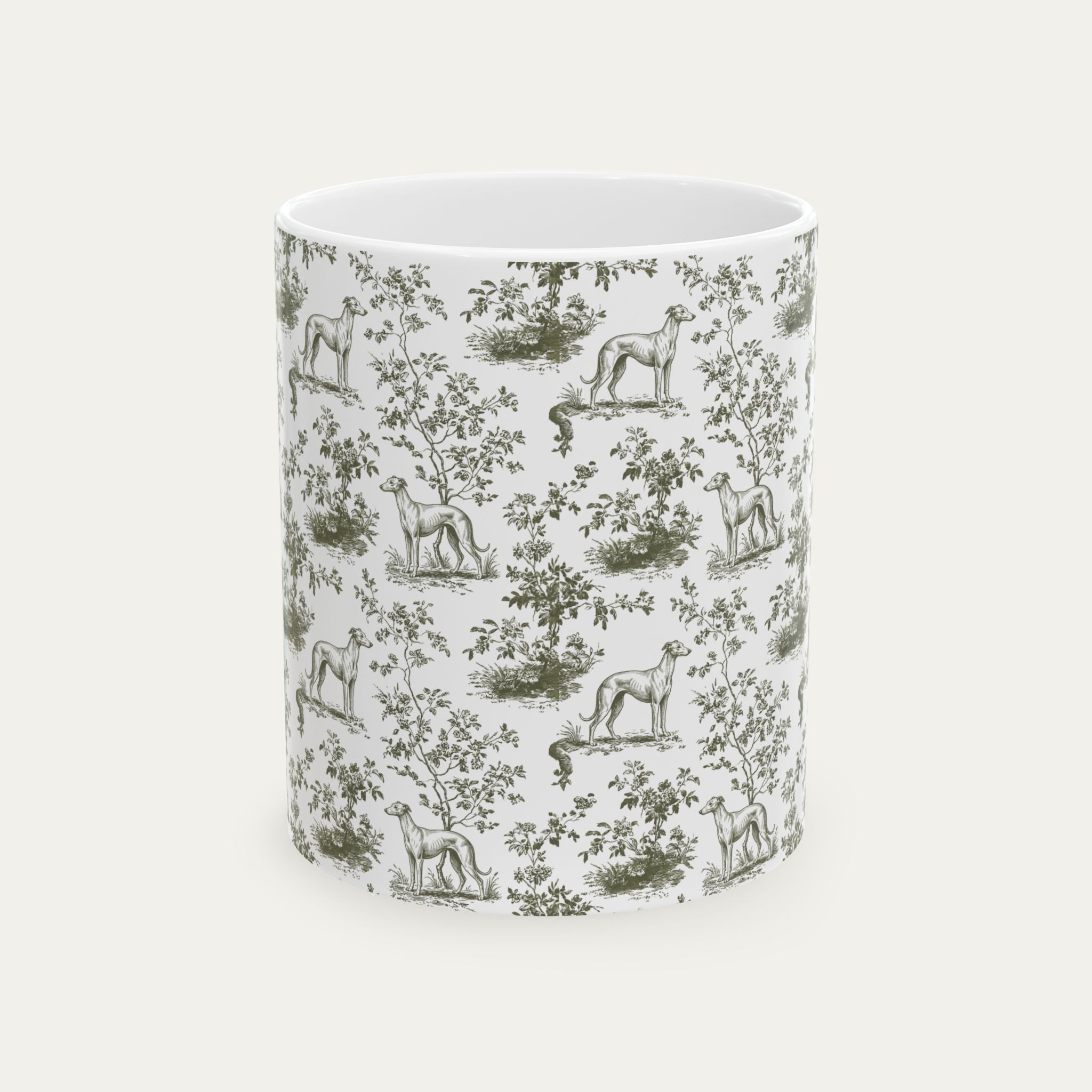 Greyhound Sage Green Toile Mug