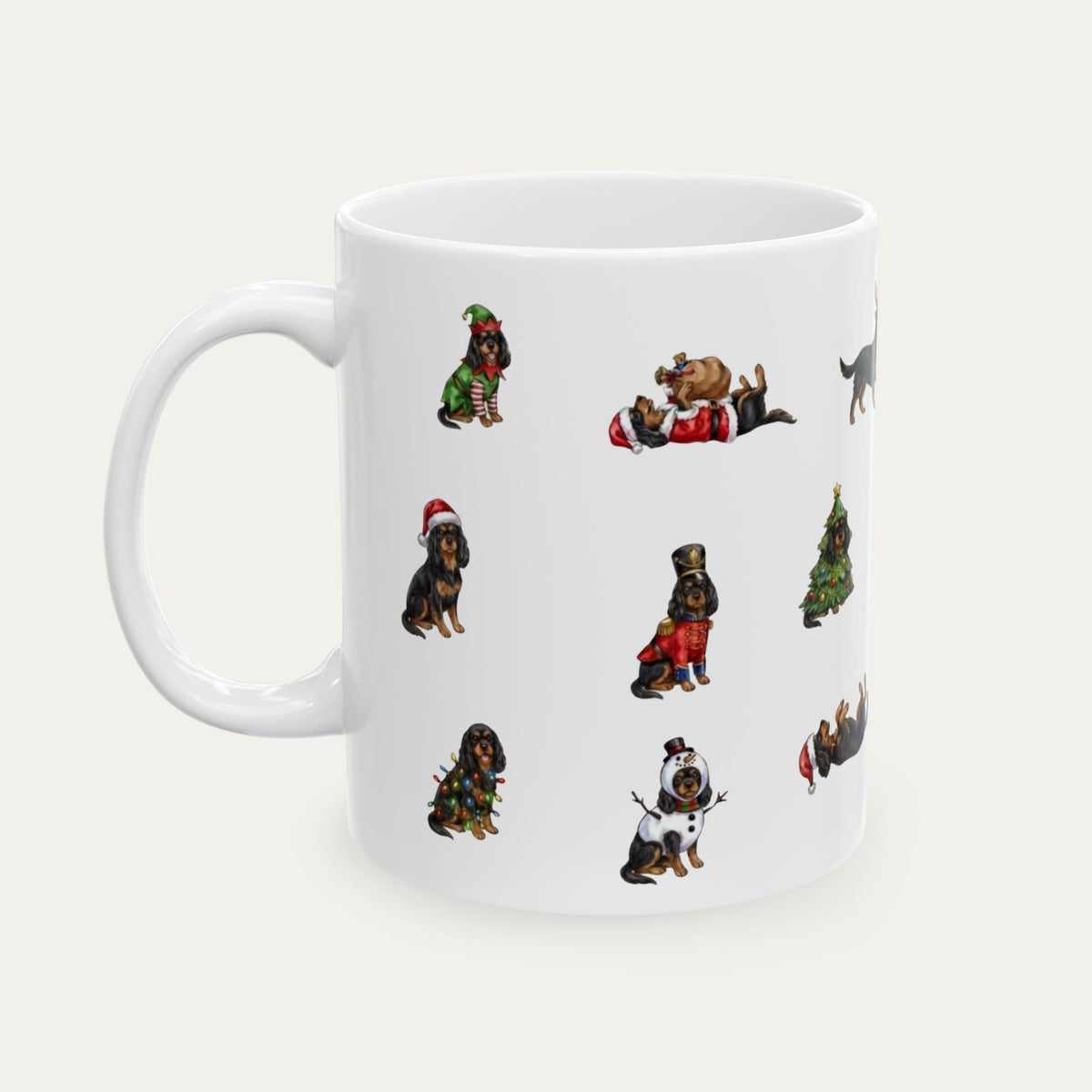 Cavalier Spaniel Black and Tan Christmas Mug
