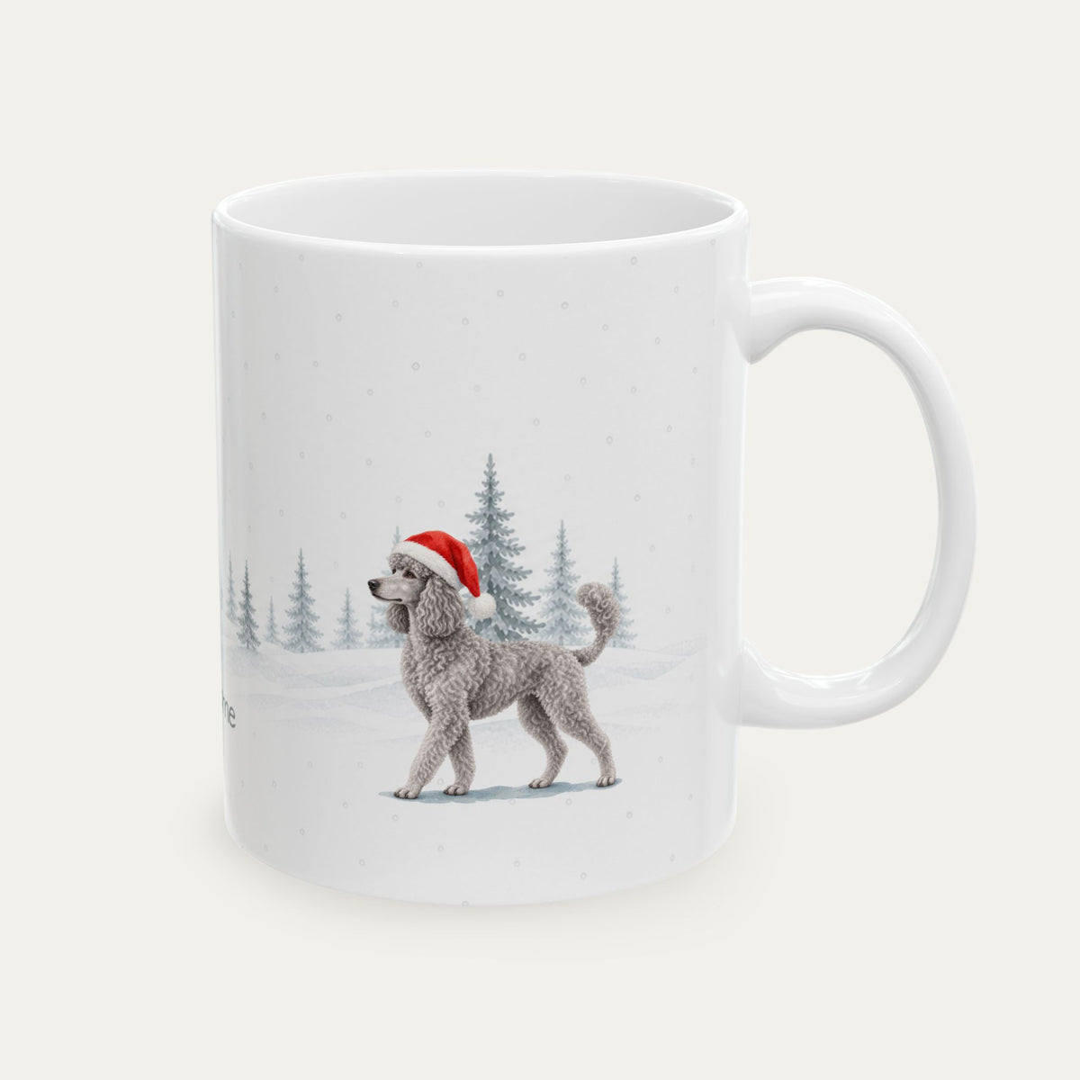 Custom Poodle Silver  Black Christmas Santa Hat Mug