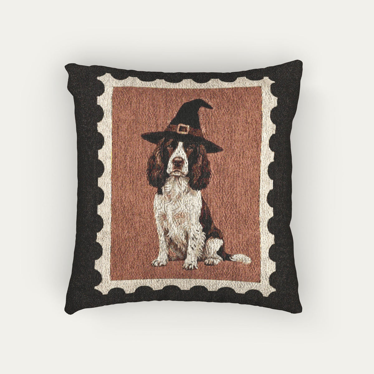 English Springle Spaniel Halloween Woven Pillow