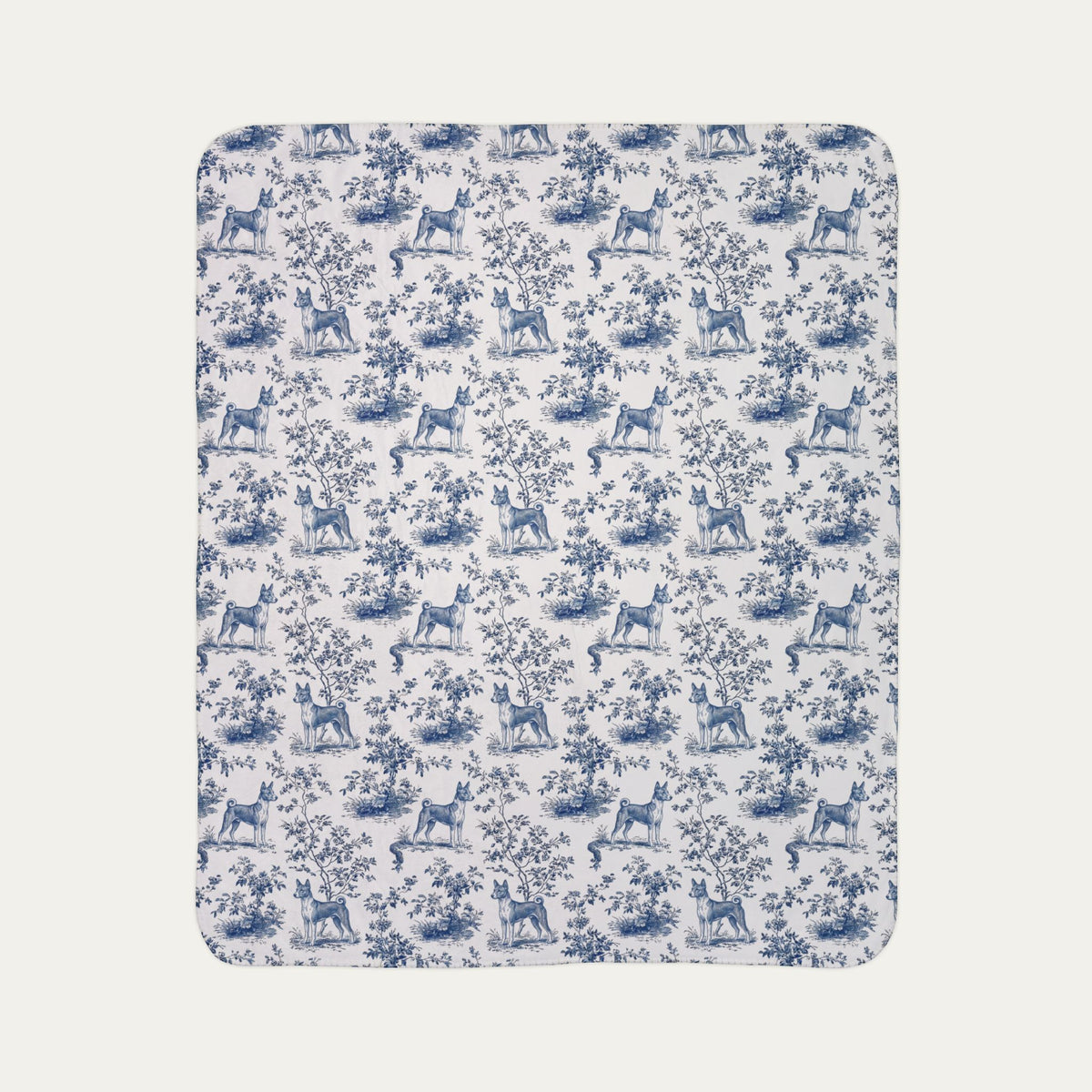 Basenji Toile De Jouy Fleece Blanket