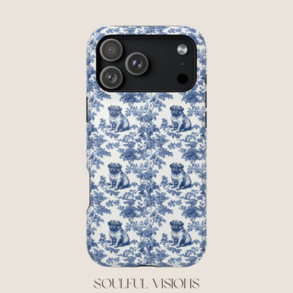 Pug Toile De Jouy Magnetic Phone Case
