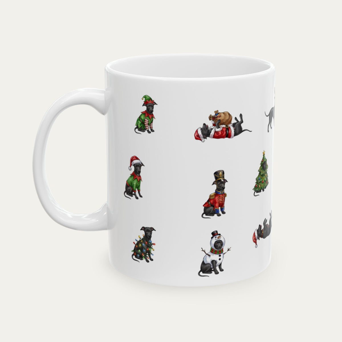 Greyhound Black Christmas Mug