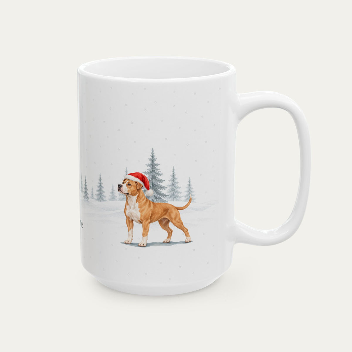 Custom Ptibull Fawn and White Christmas Santa Hat Mug