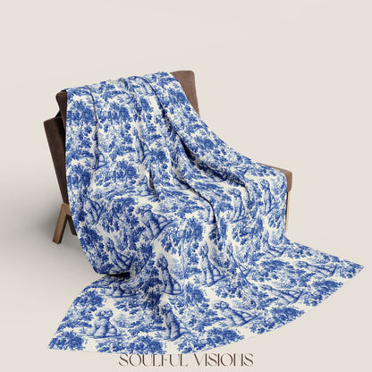 Poodle 3 French Toile De Jouy Blanket