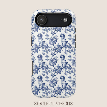 Brittany Spaniel Toile De Jouy Magnetic Phone Case