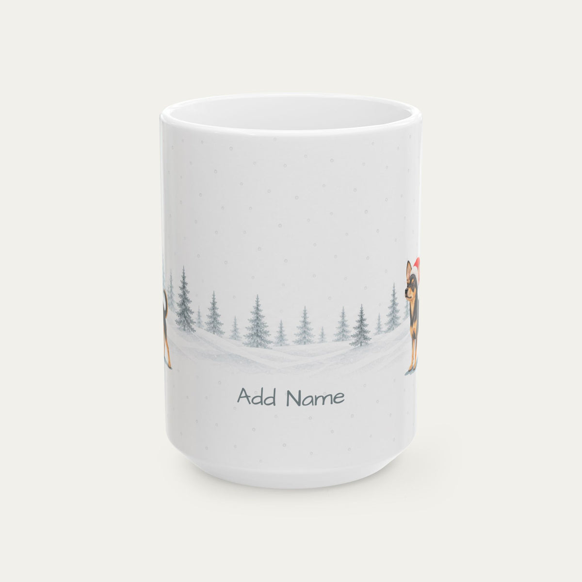Custom Chihuahua  Black and Tan Christmas Santa Hat Mug