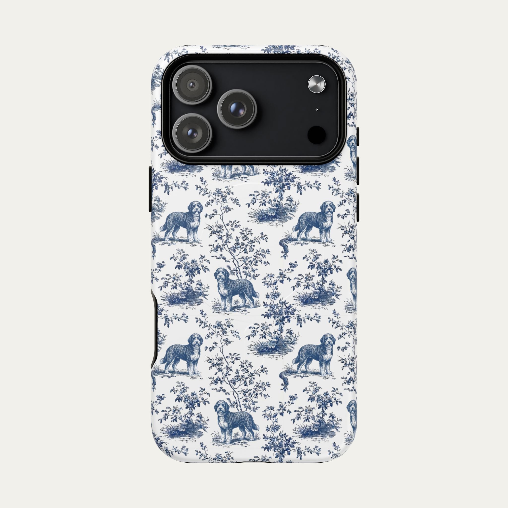 Bernedoodle Blue Toile Phone case