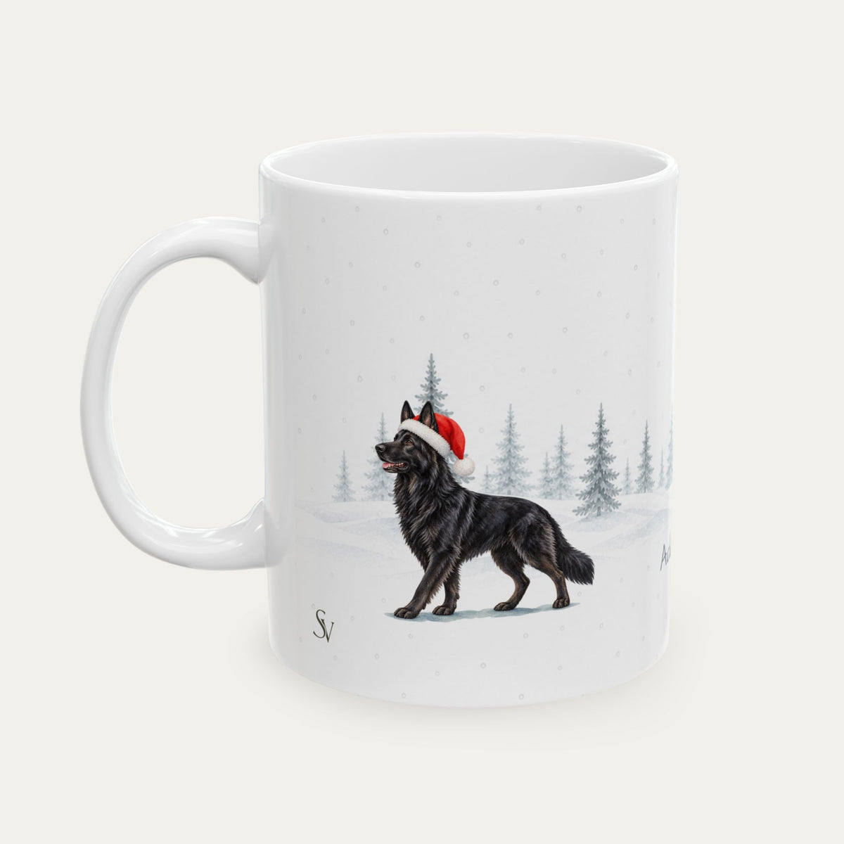 Custom German Shepherd Black  Christmas Santa Hat Mug