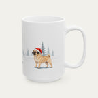 Custom Pug Fawn Black Mask Christmas Santa Hat Mug