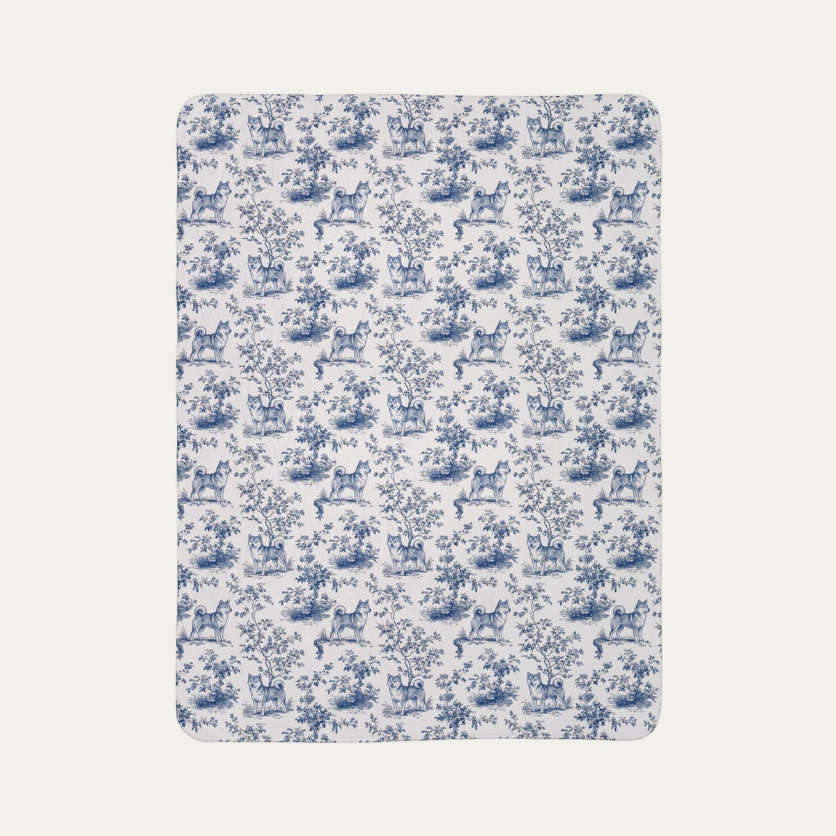Shiba inu Toile De Jouy Fleece Blanket
