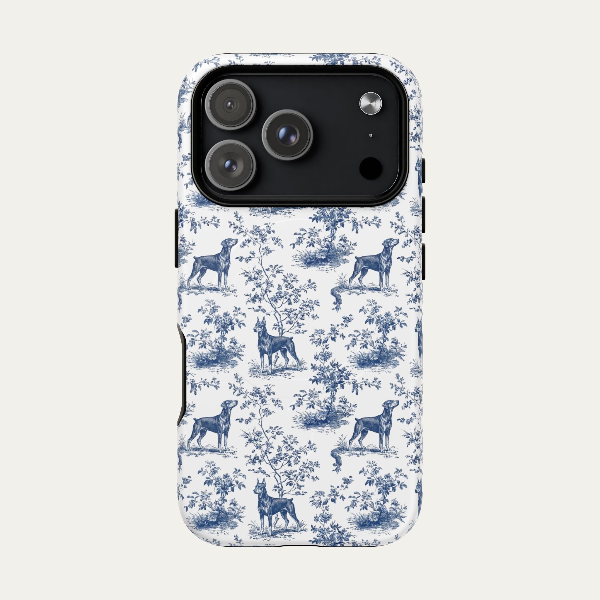 Doberman Blue Toile Phone case