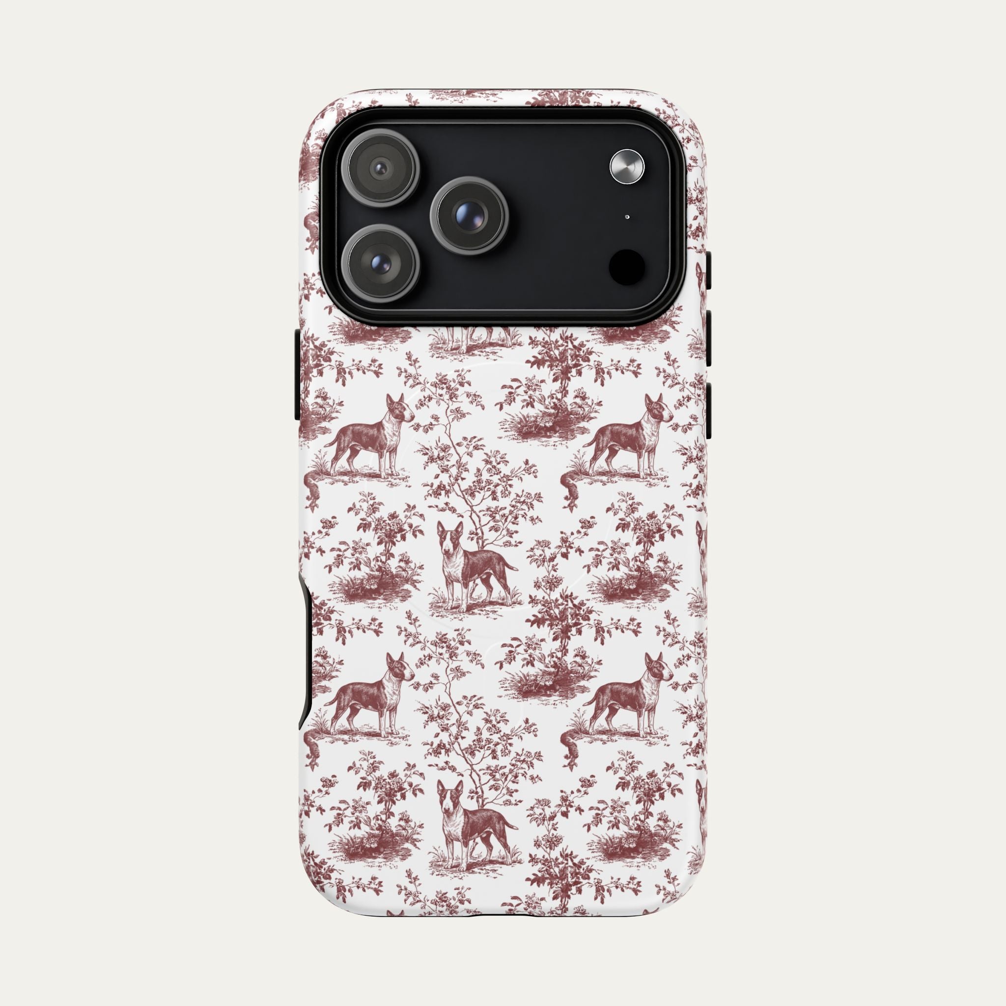 Bull Terrier Burgundy Toile phone Case