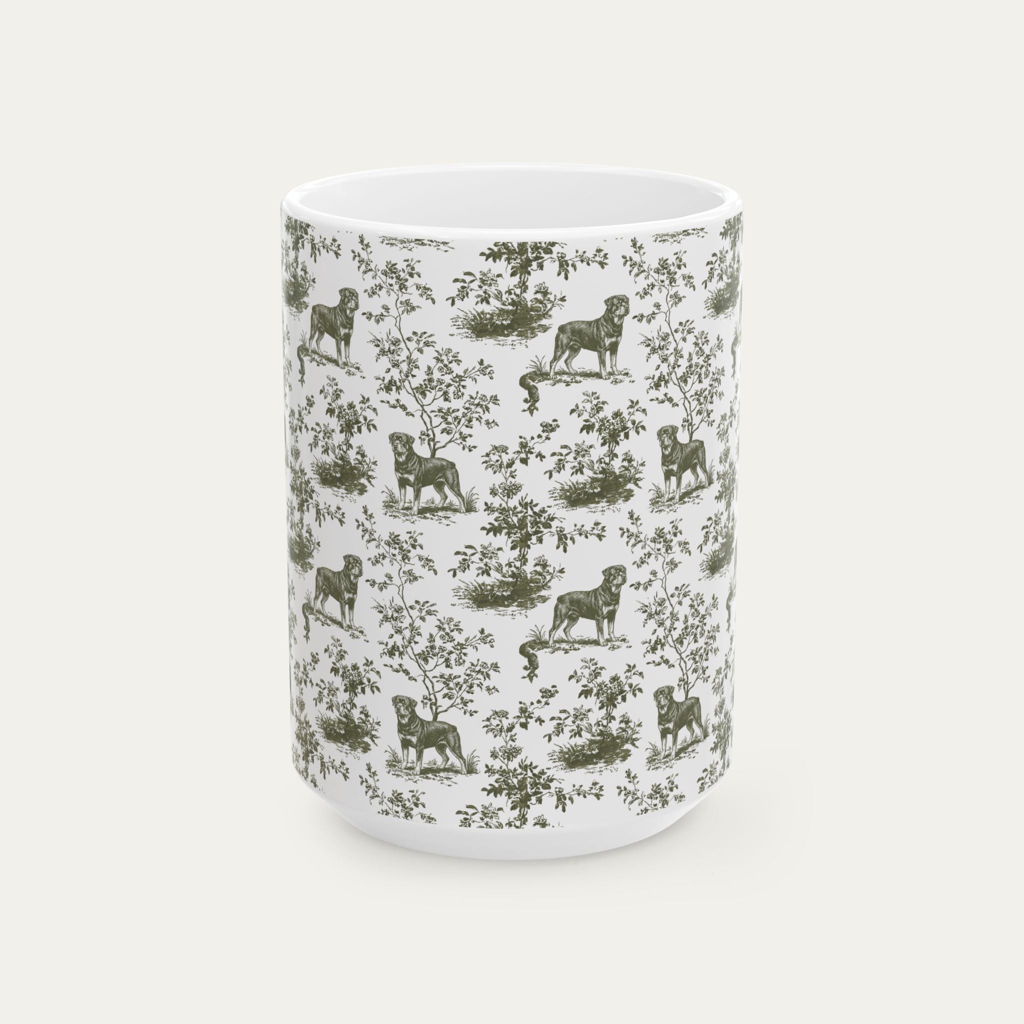 Rottweiler Sage Green Toile Mug