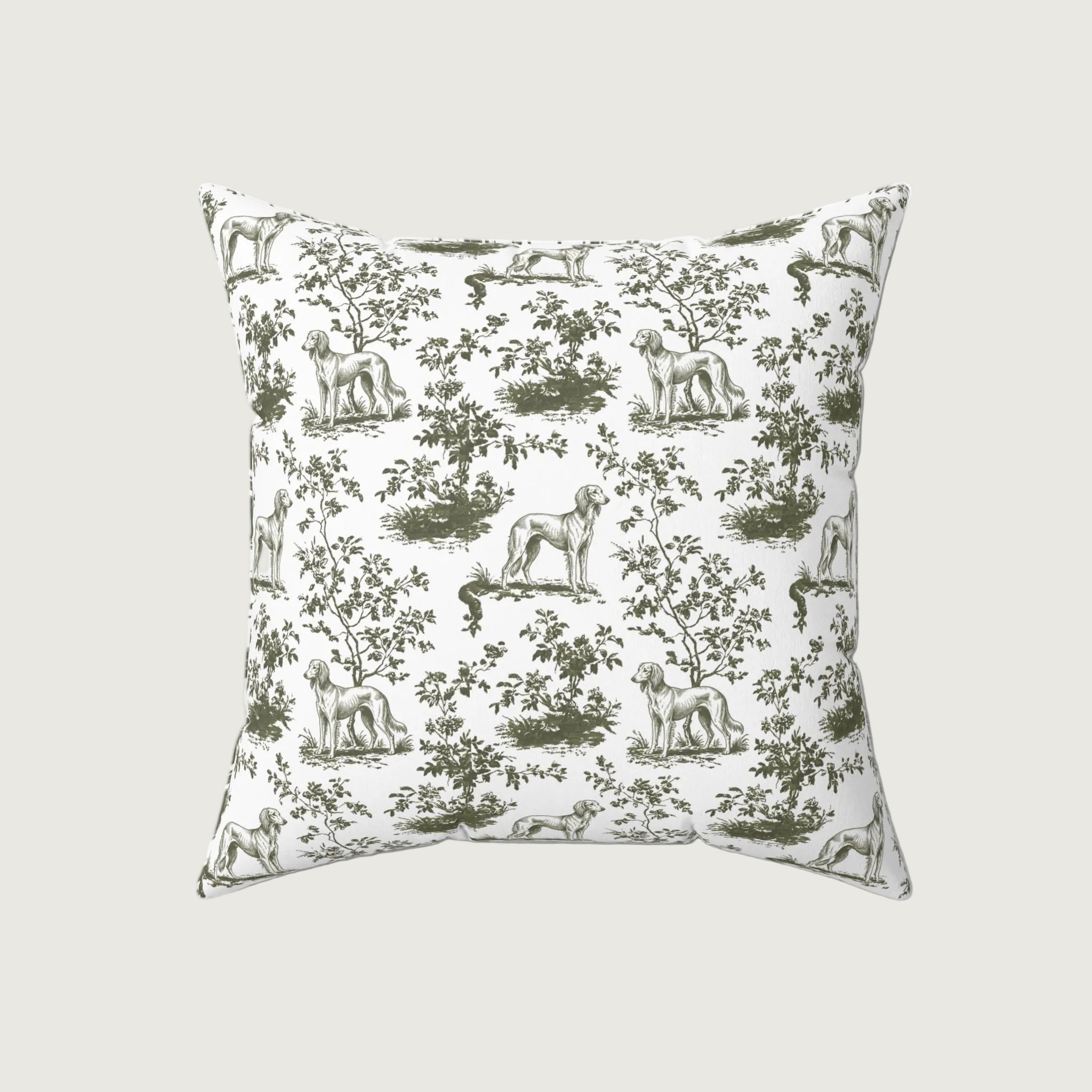 Dog Sage Green French Toile Pillow